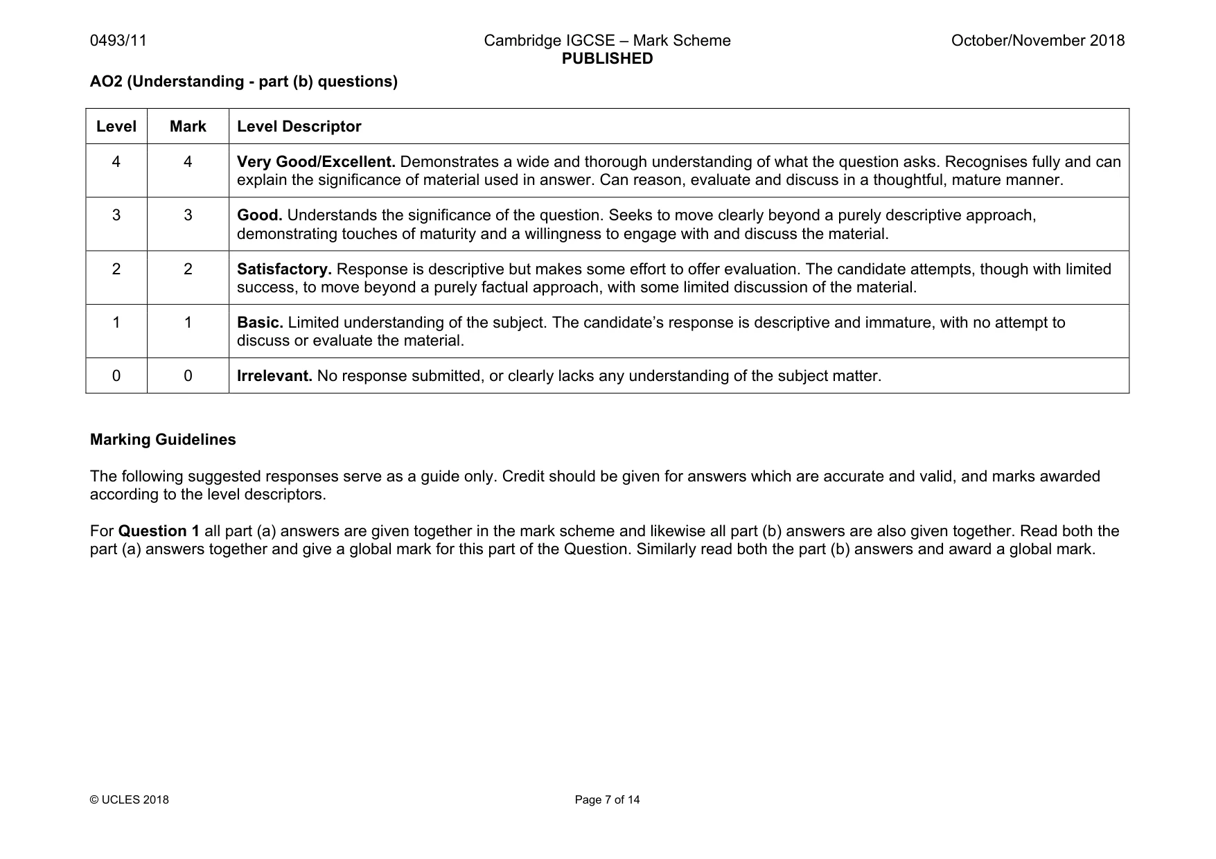 Mark scheme, page 7 of 14