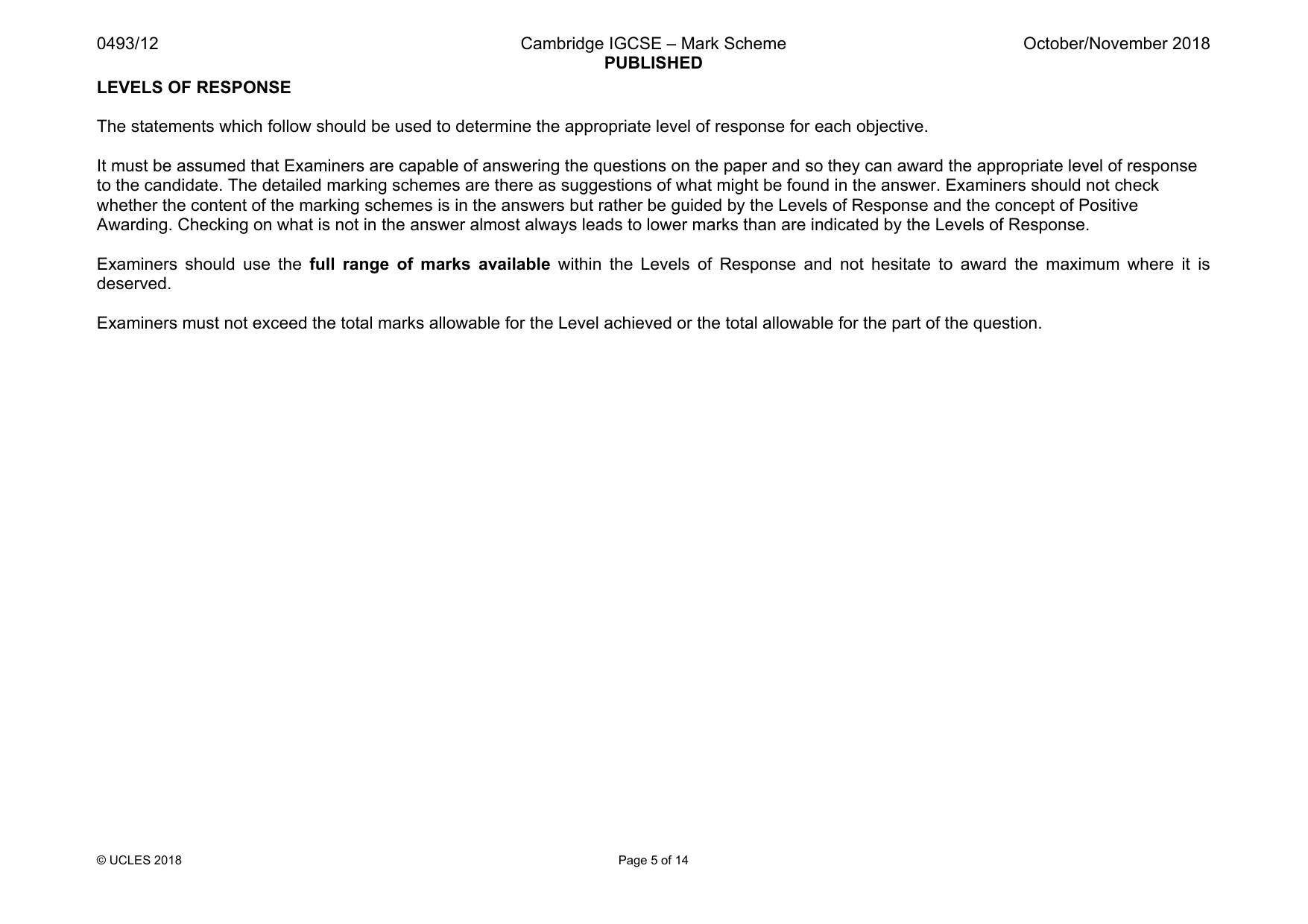 Mark scheme, page 5 of 14