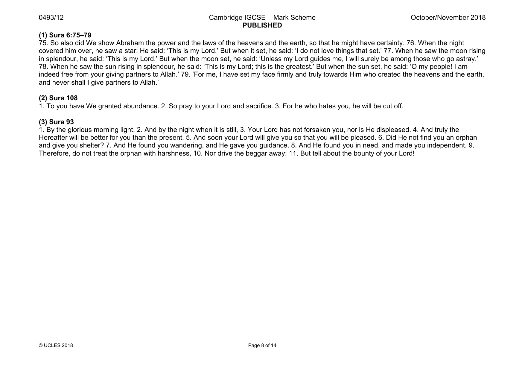 Mark scheme, page 8 of 14