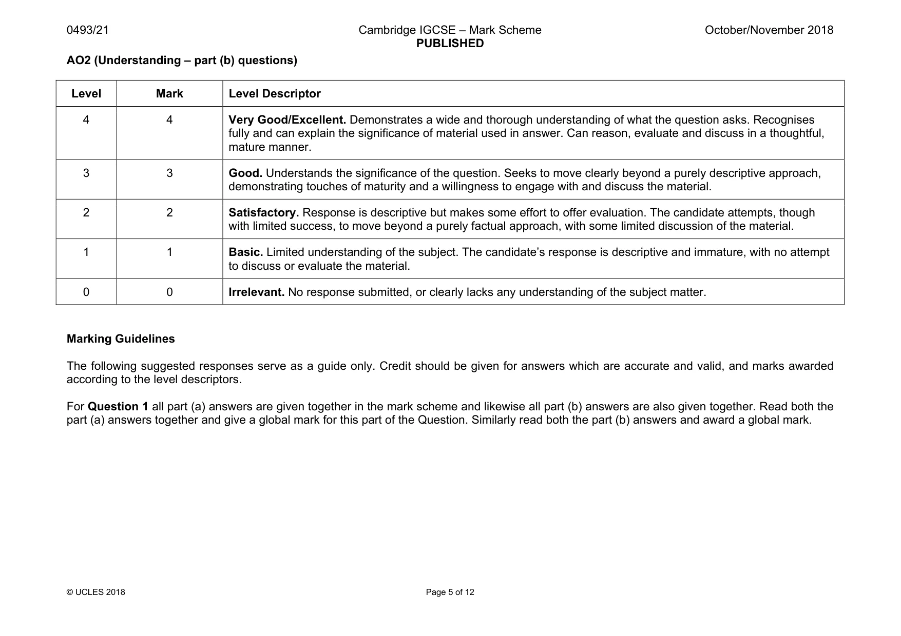 Mark scheme, page 5 of 12