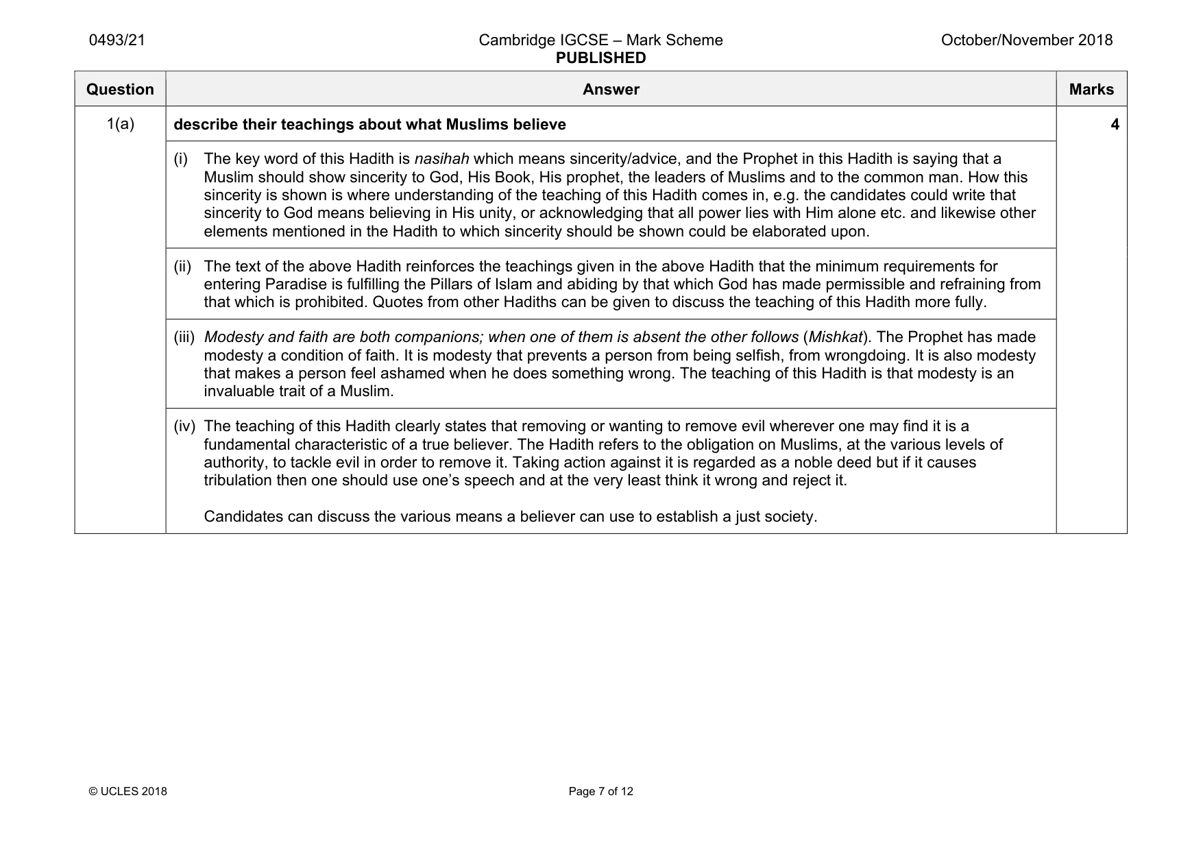 Mark scheme, page 7 of 12