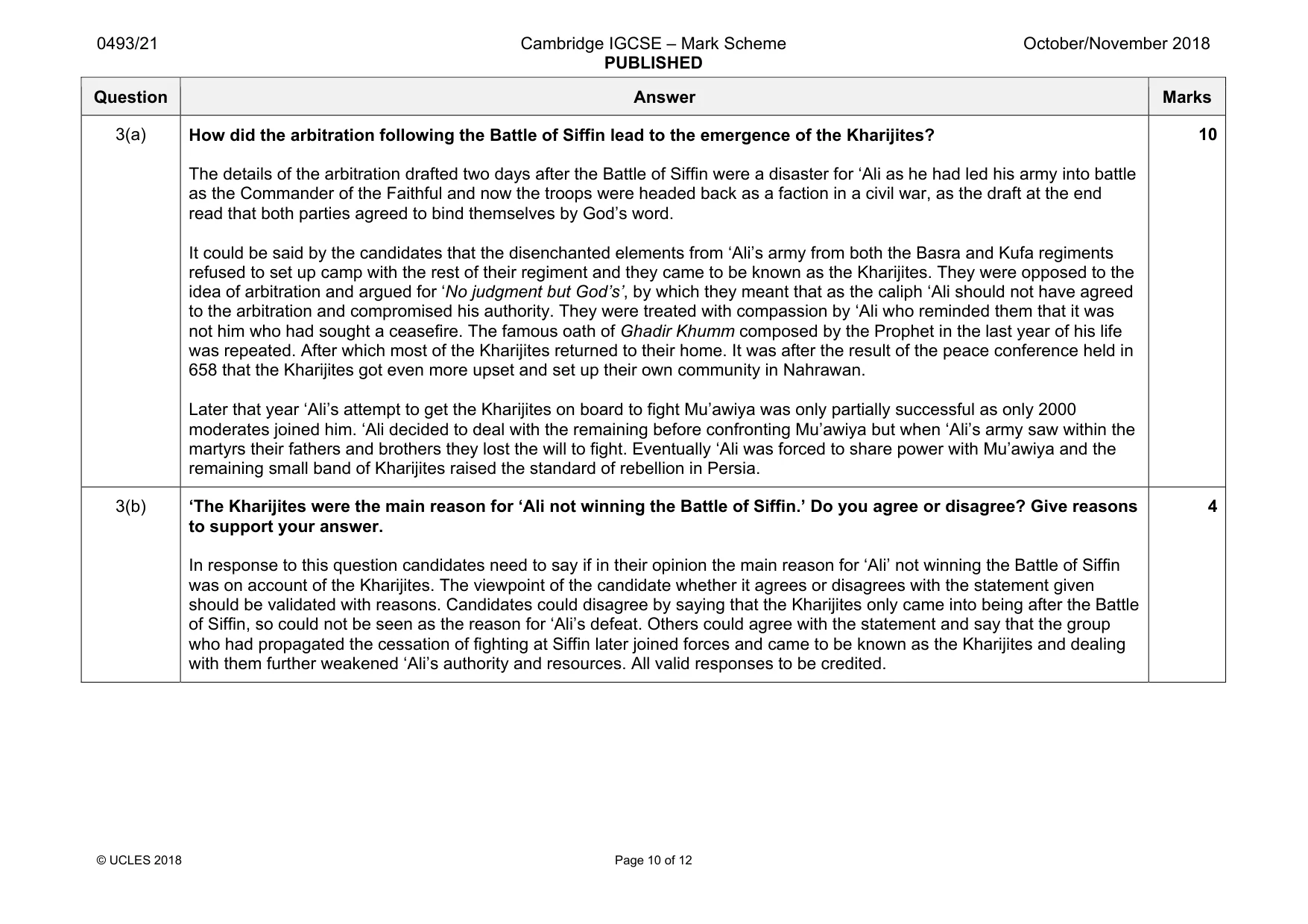 Mark scheme, page 10 of 12