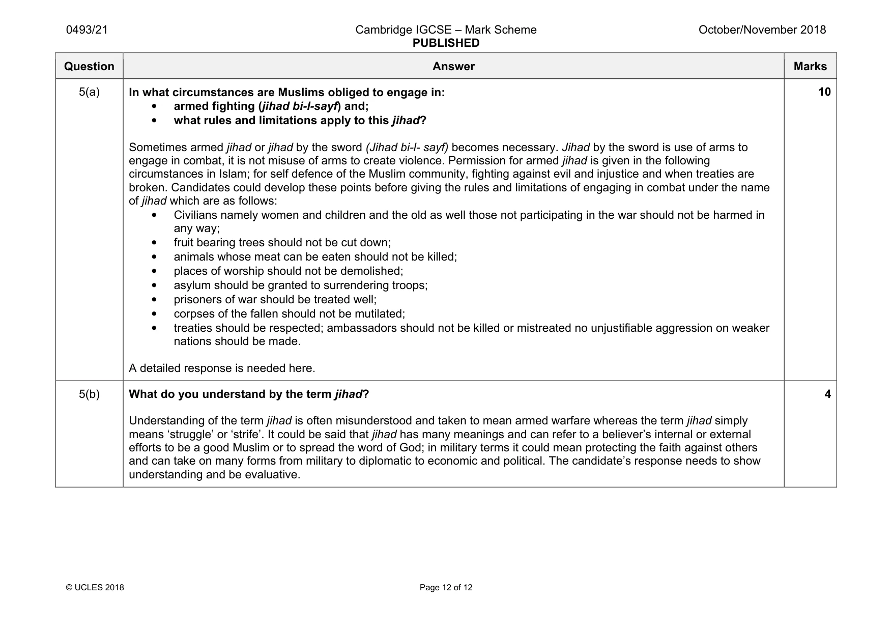 Mark scheme, page 12 of 12