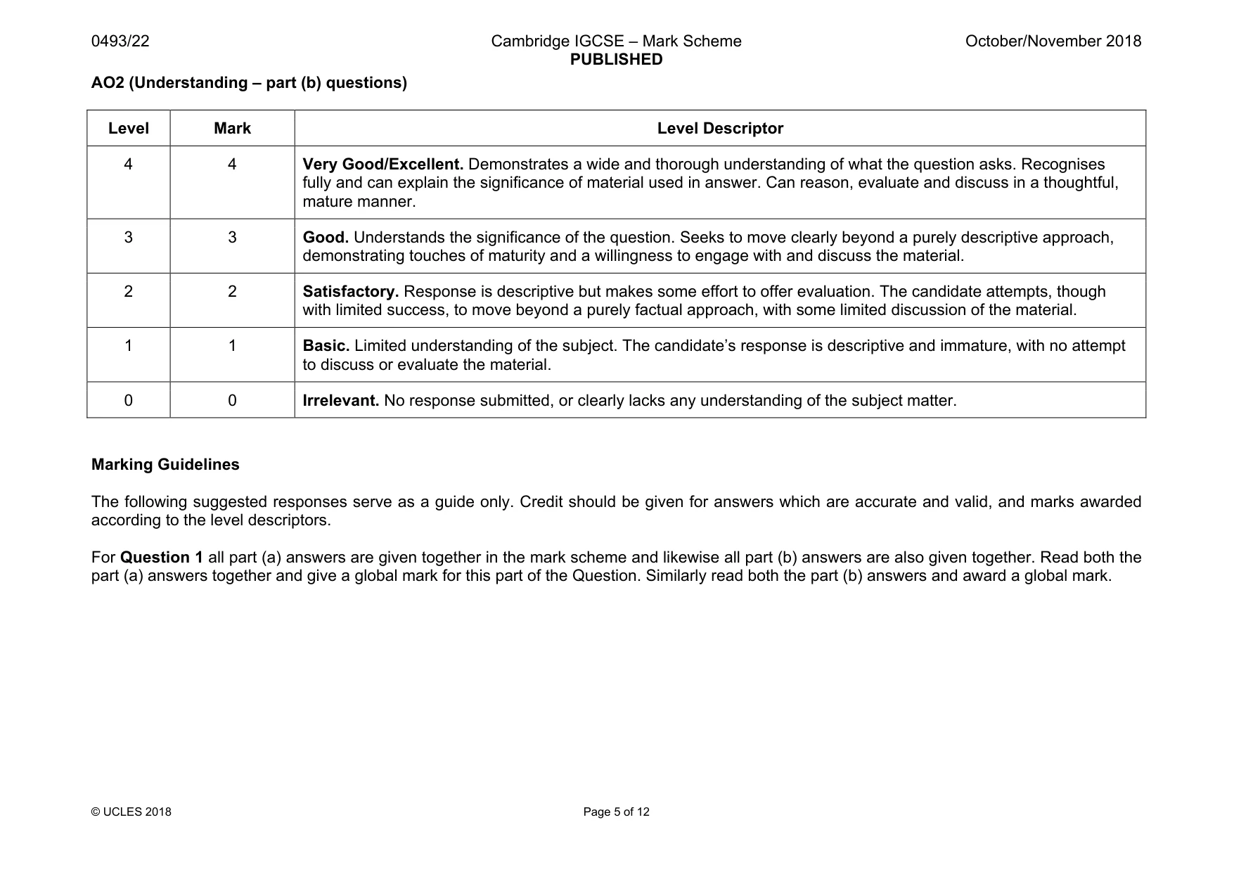Mark scheme, page 5 of 12