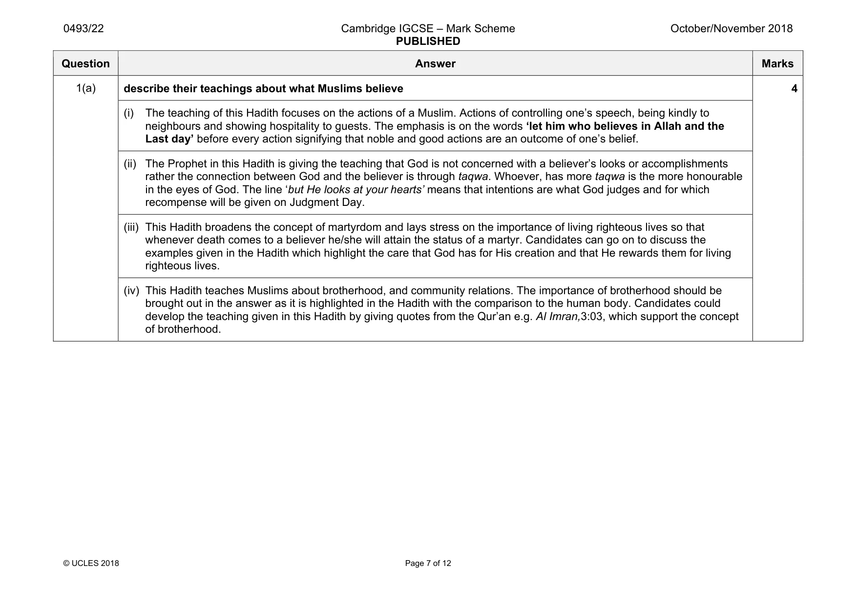 Mark scheme, page 7 of 12