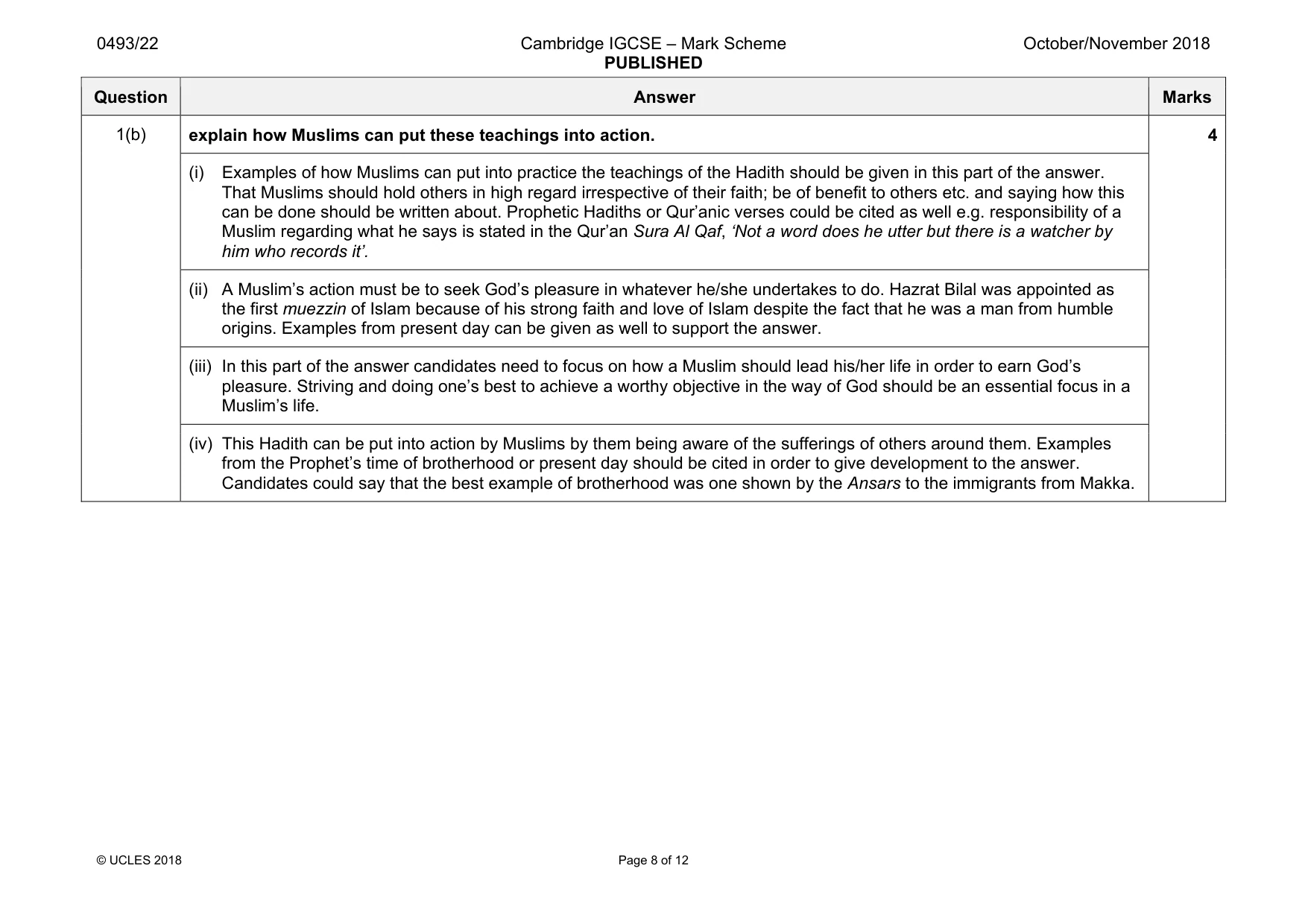 Mark scheme, page 8 of 12