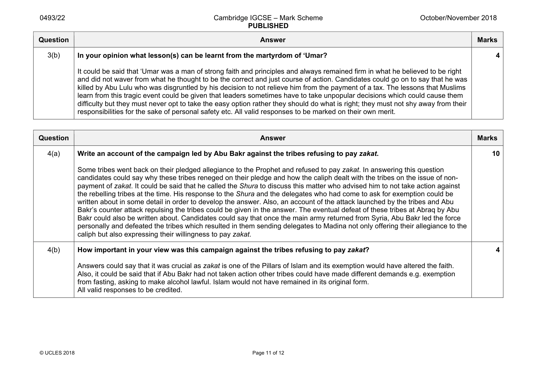 Mark scheme, page 11 of 12