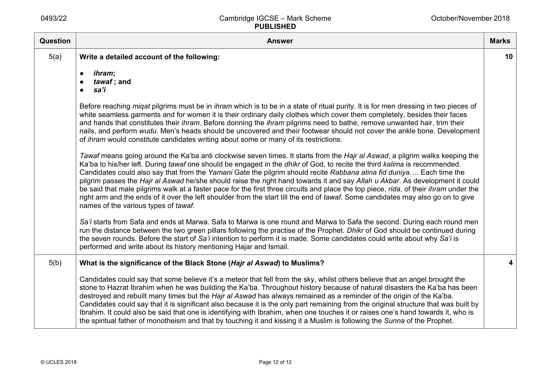 Mark scheme, page 12 of 12