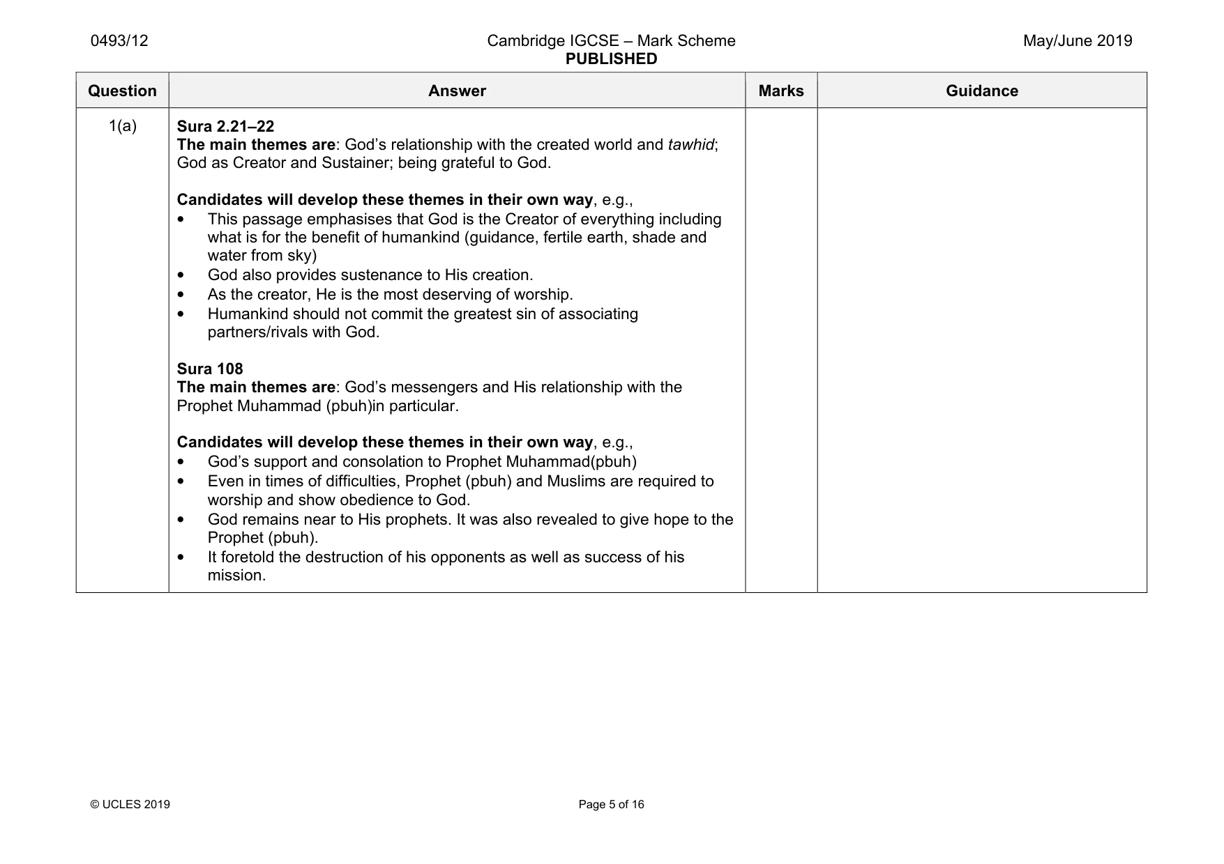 Mark scheme, page 5 of 16