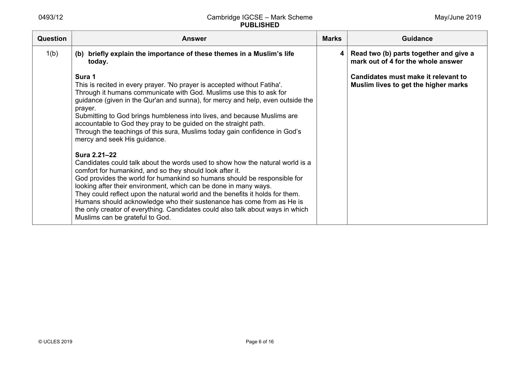 Mark scheme, page 6 of 16