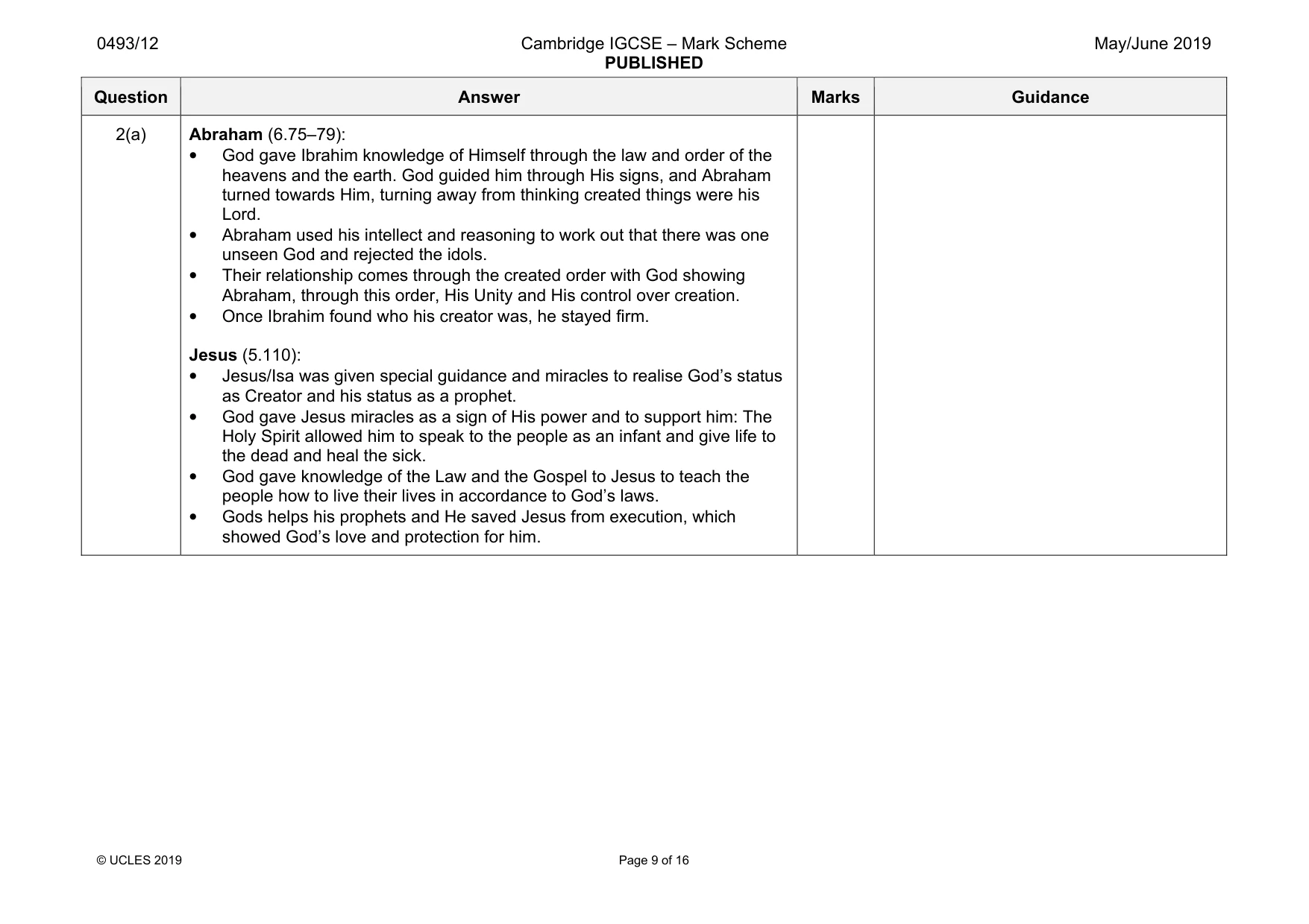 Mark scheme, page 9 of 16