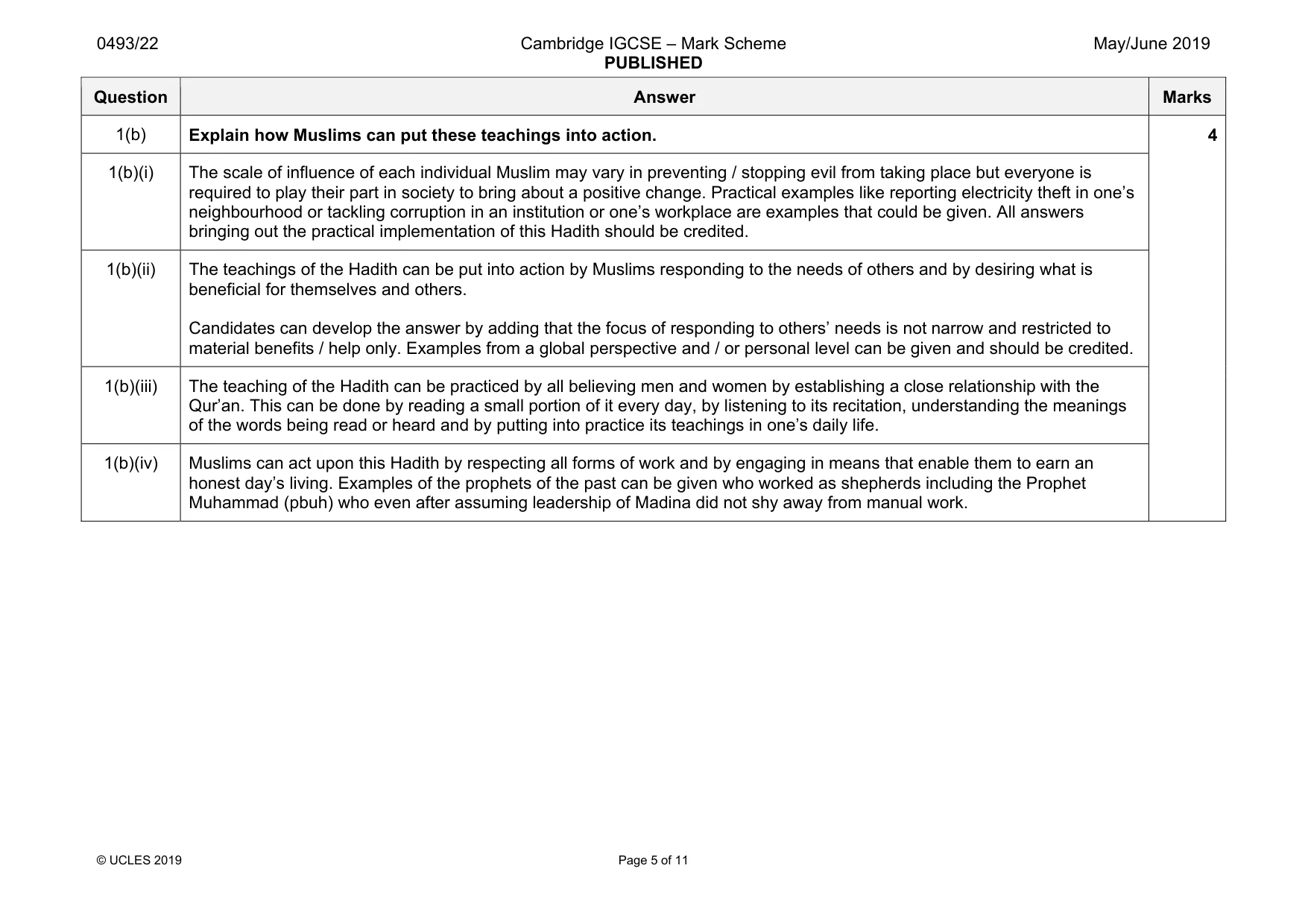 Mark scheme, page 5 of 11
