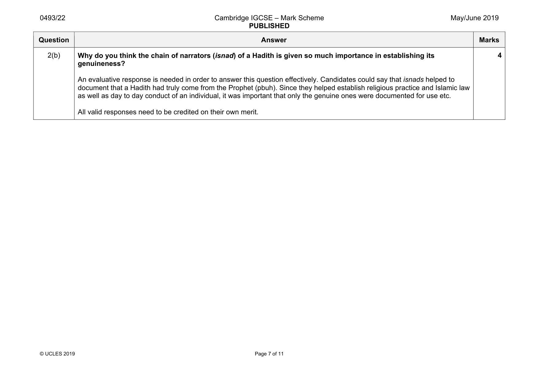 Mark scheme, page 7 of 11