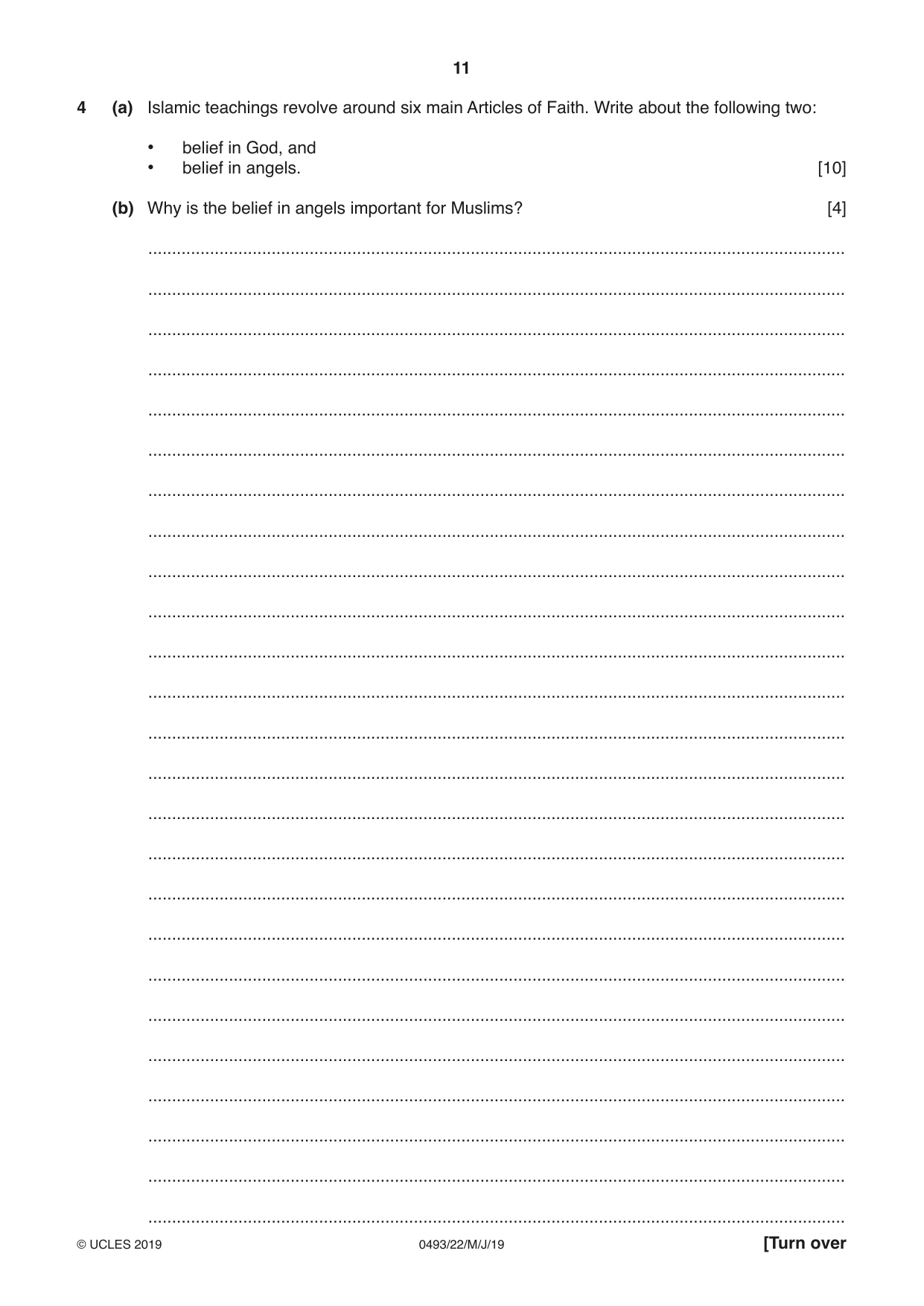 Cambridge IGCSE Islamiyat 0493 2019 May/June Paper 2 · Variant 2 question paper, page 11 of 16