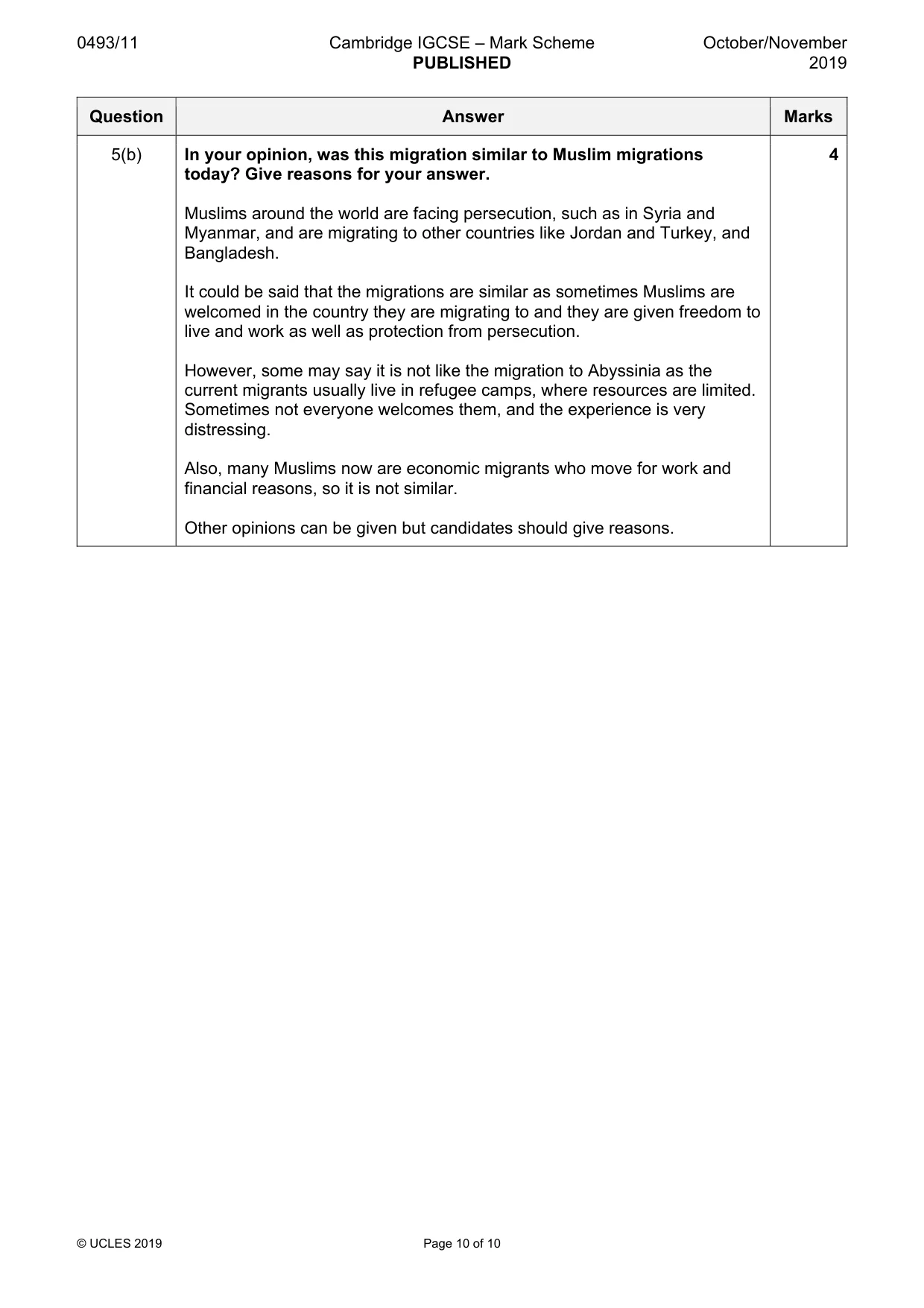 Mark scheme, page 10 of 10