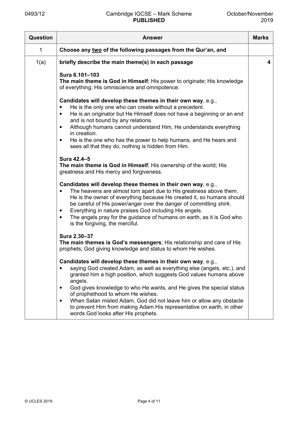 Mark scheme, page 4 of 11