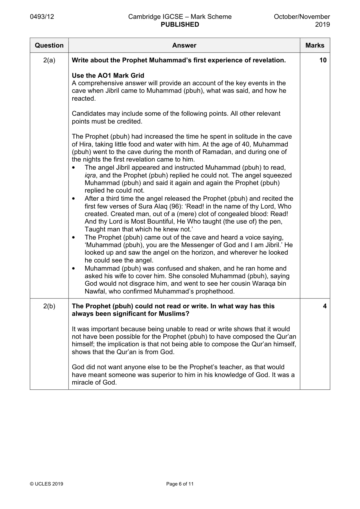Mark scheme, page 6 of 11