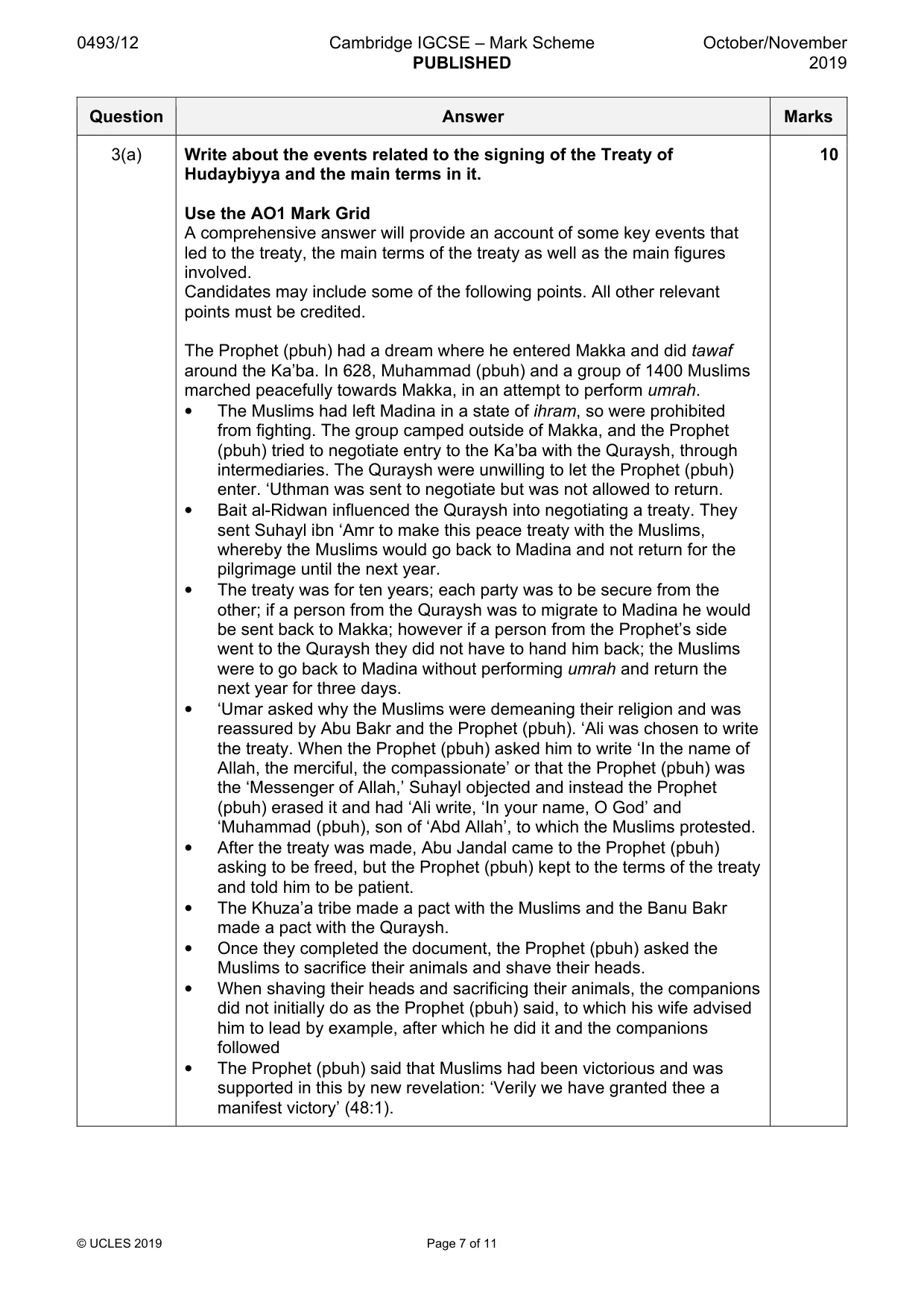 Mark scheme, page 7 of 11