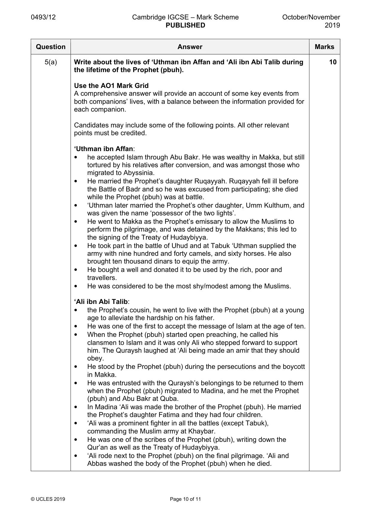 Mark scheme, page 10 of 11