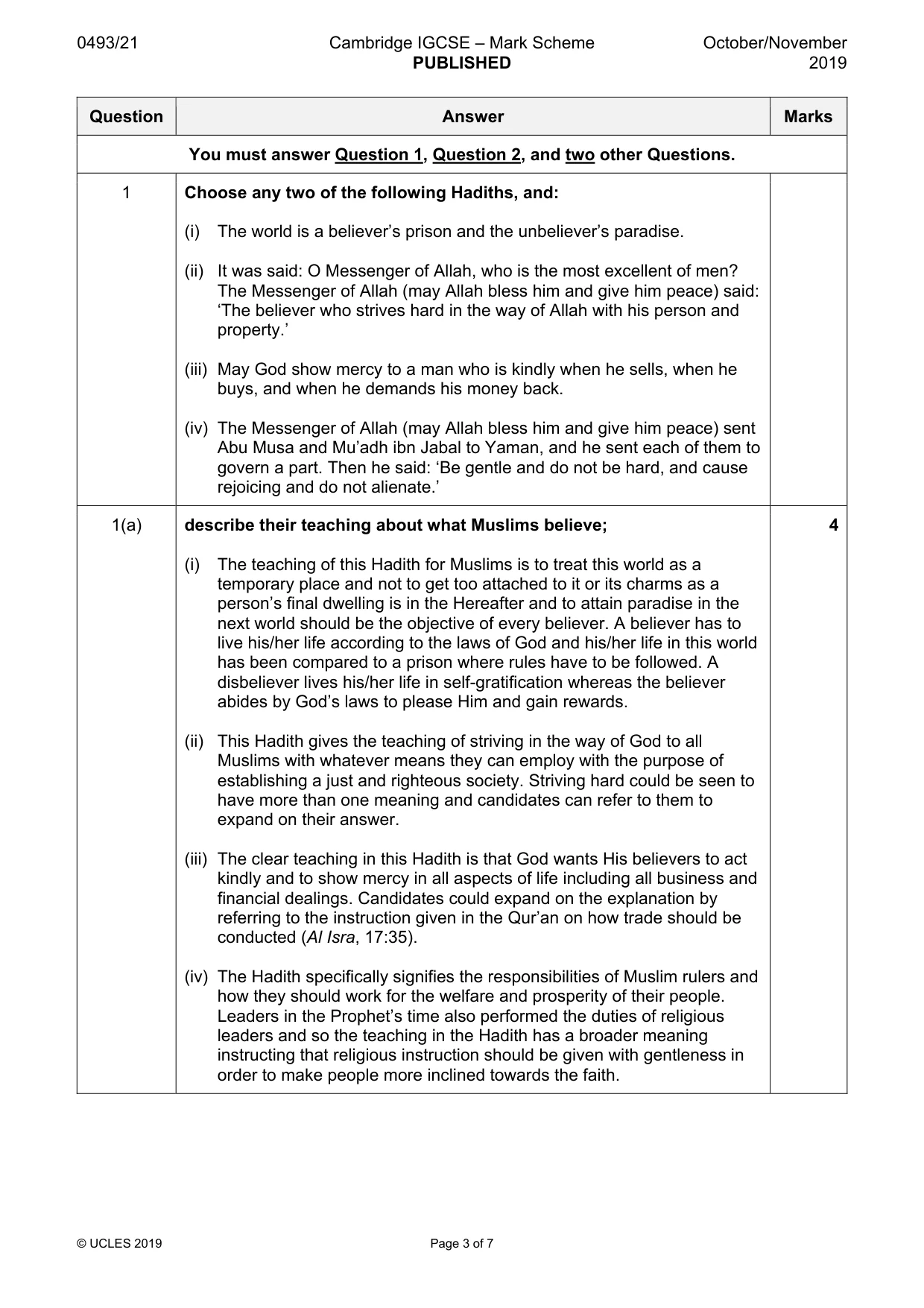 Mark scheme, page 3 of 7