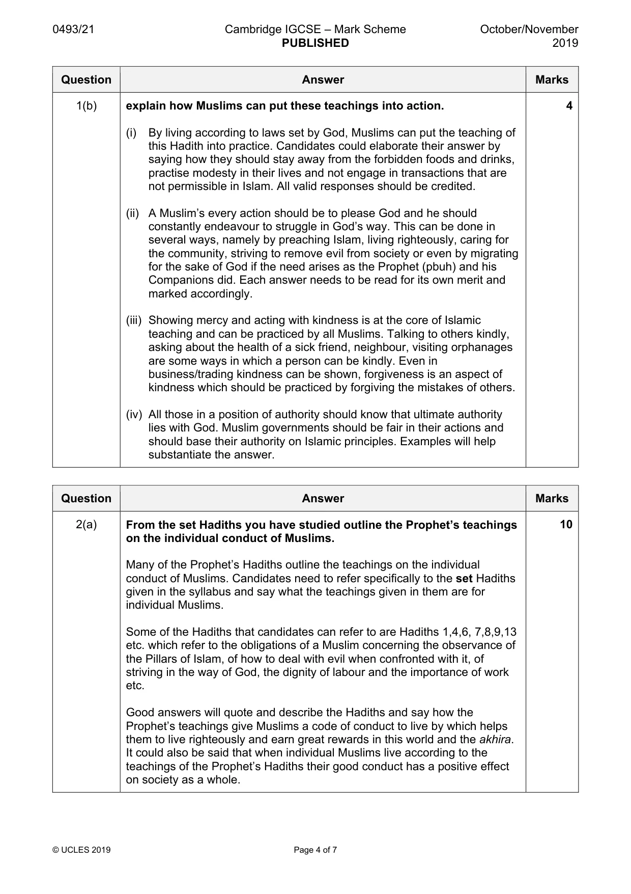 Mark scheme, page 4 of 7