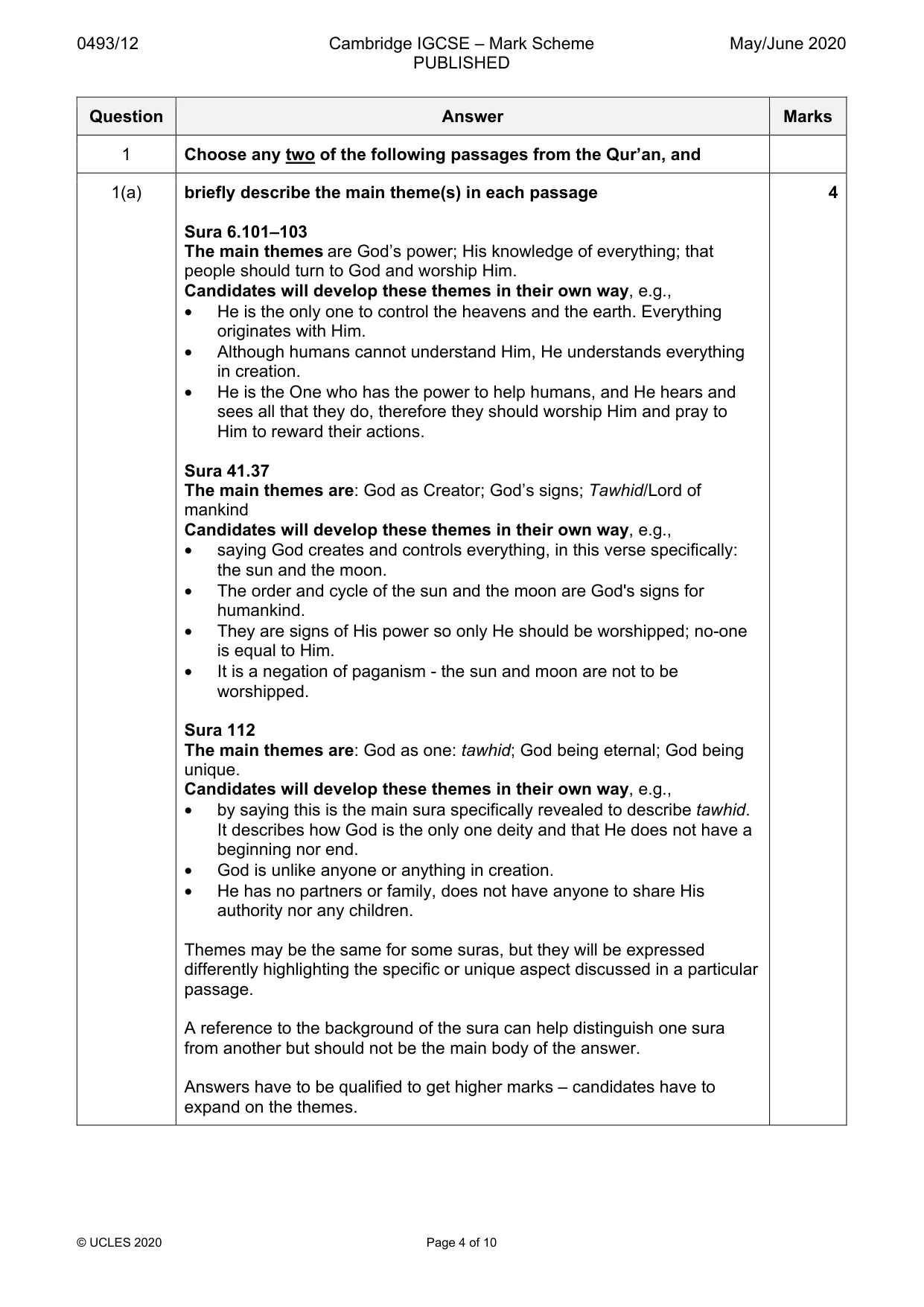 Mark scheme, page 4 of 10