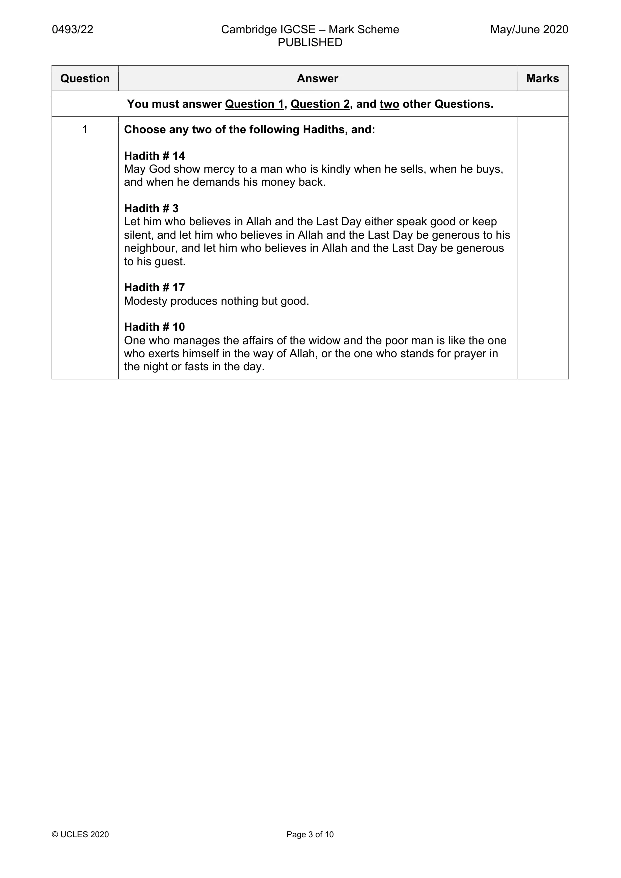 Mark scheme, page 3 of 10