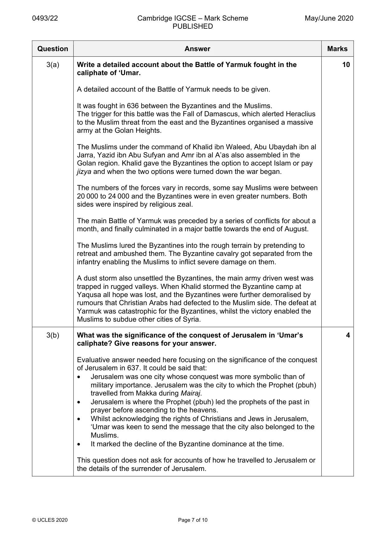 Mark scheme, page 7 of 10