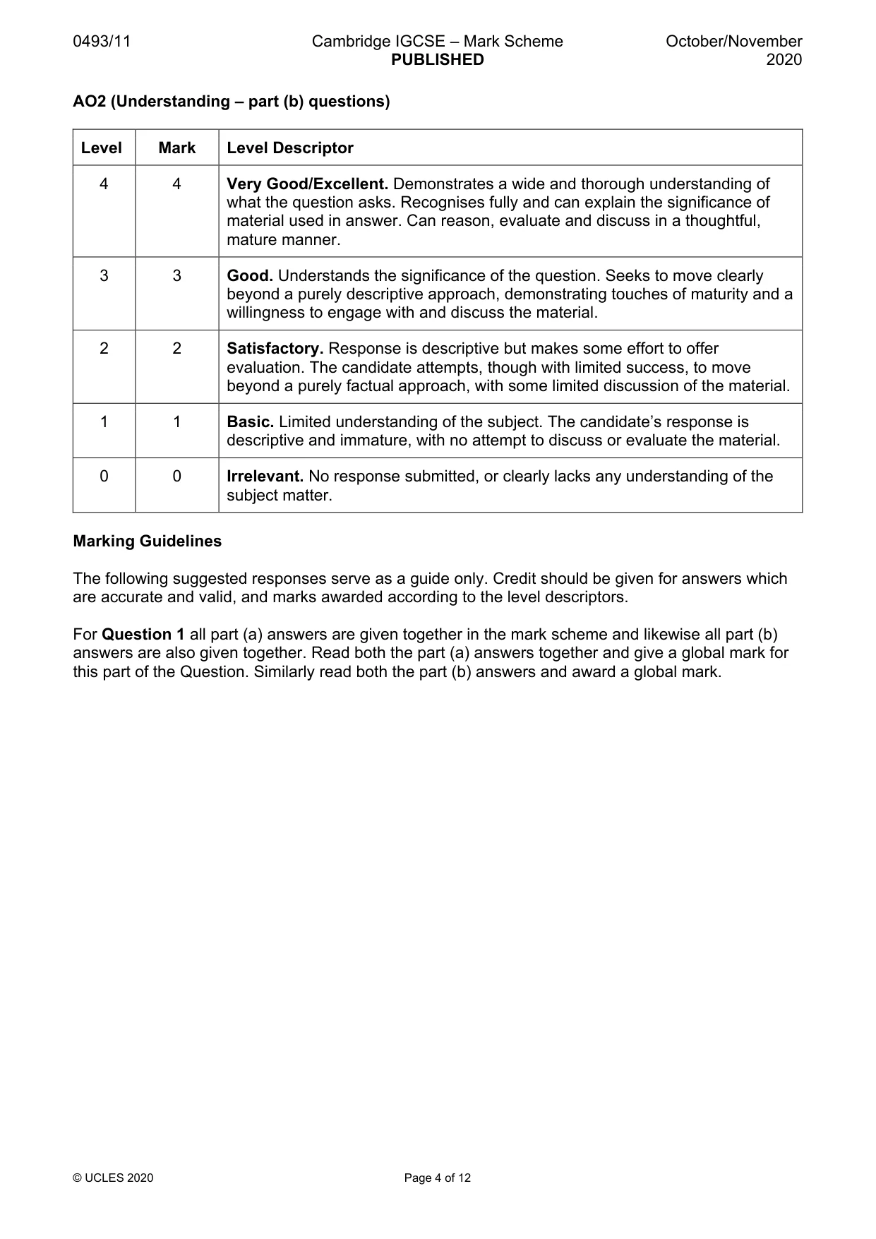 Mark scheme, page 4 of 12