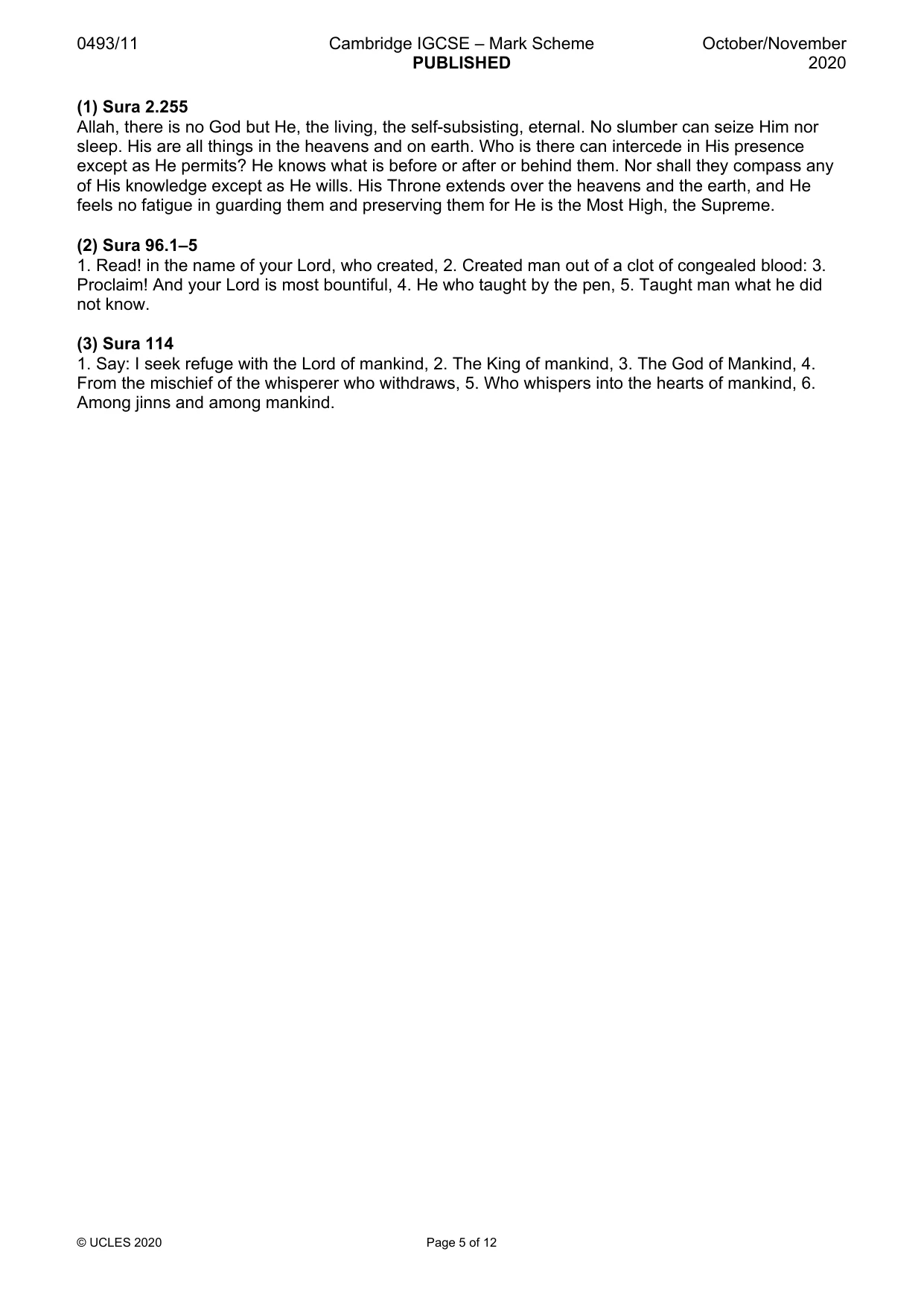 Mark scheme, page 5 of 12