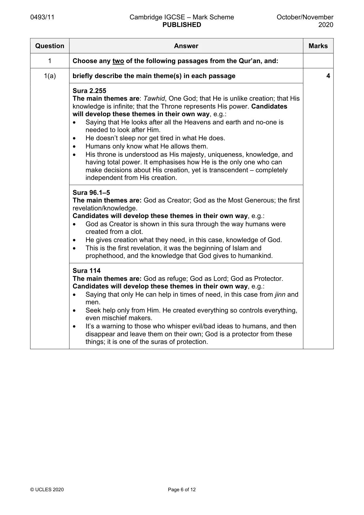 Mark scheme, page 6 of 12
