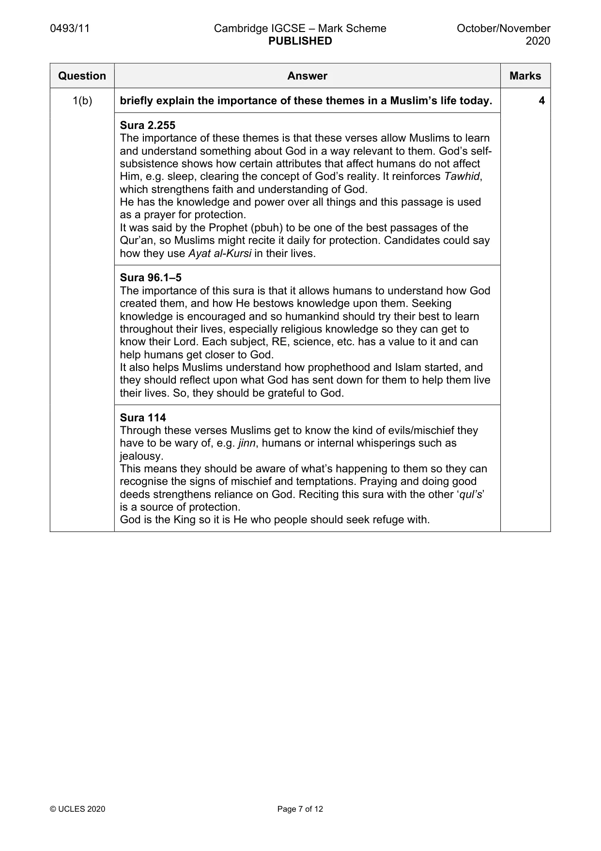 Mark scheme, page 7 of 12