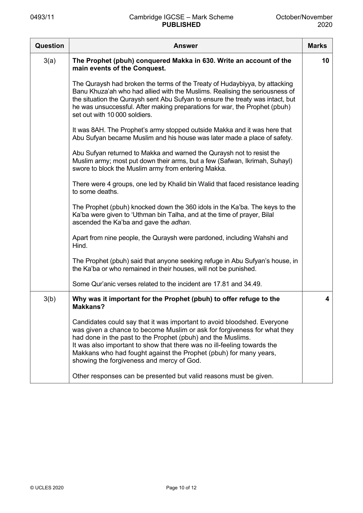Mark scheme, page 10 of 12
