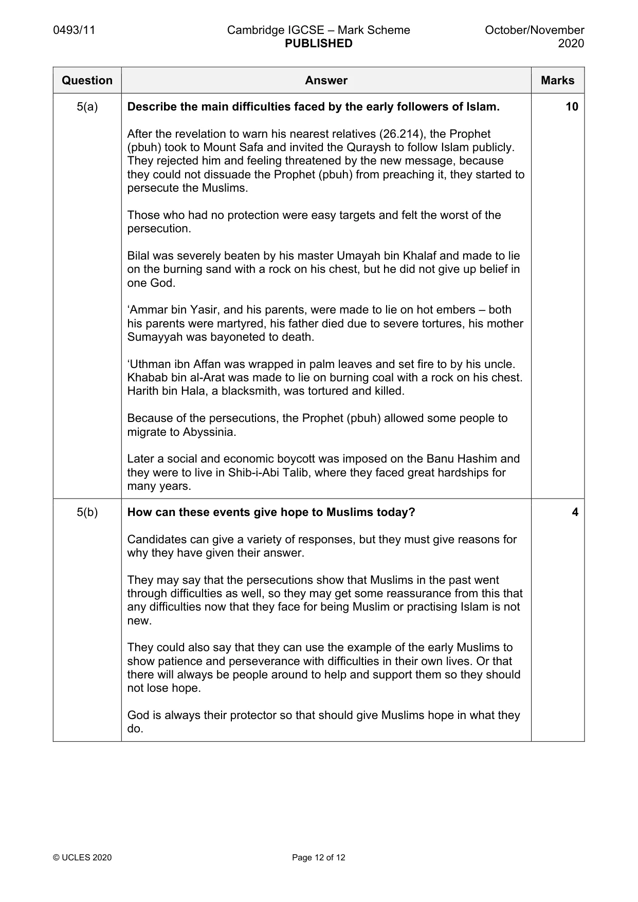 Mark scheme, page 12 of 12