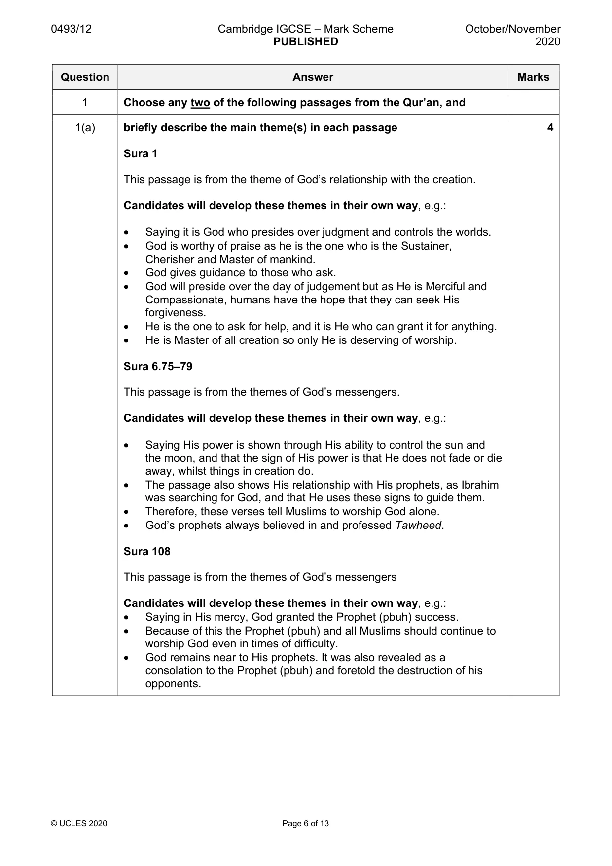 Mark scheme, page 6 of 13
