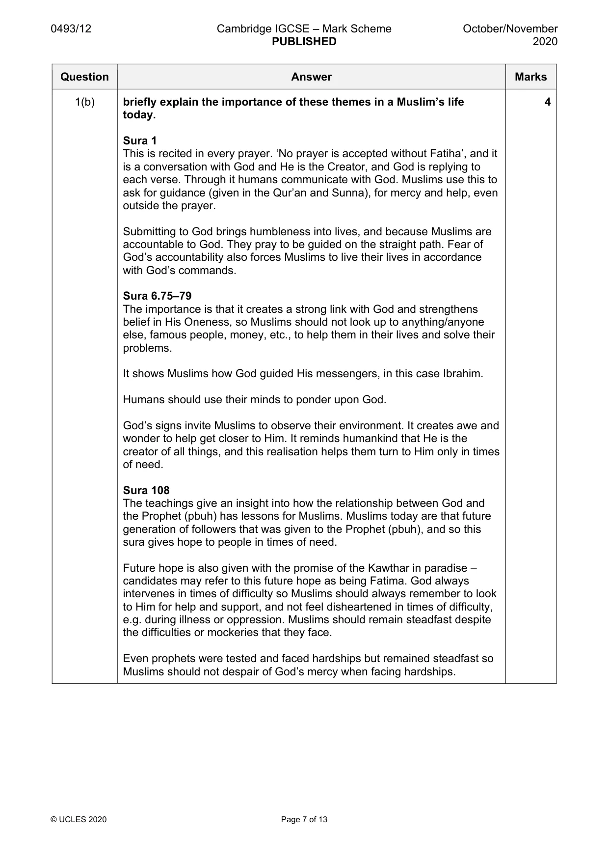 Mark scheme, page 7 of 13