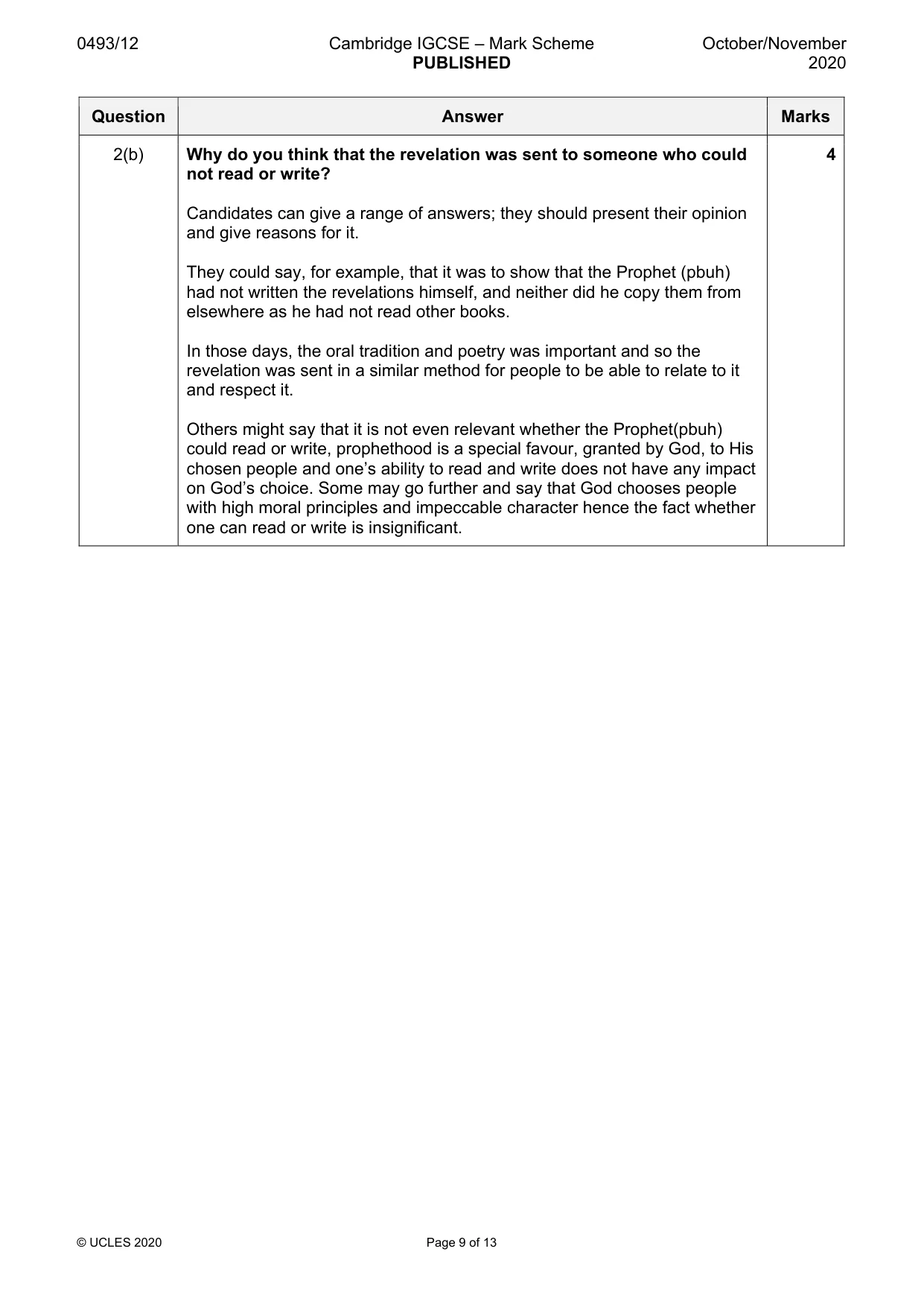Mark scheme, page 9 of 13