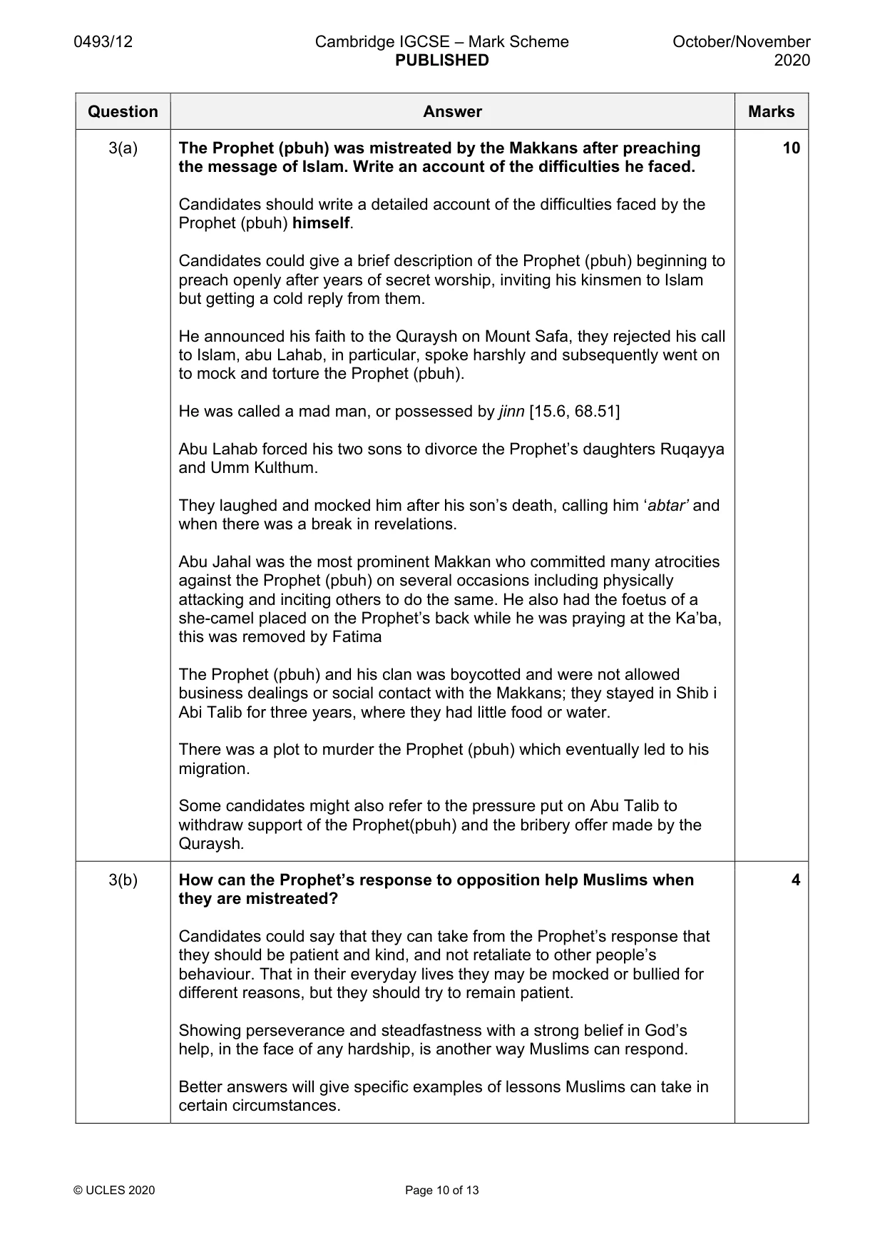 Mark scheme, page 10 of 13