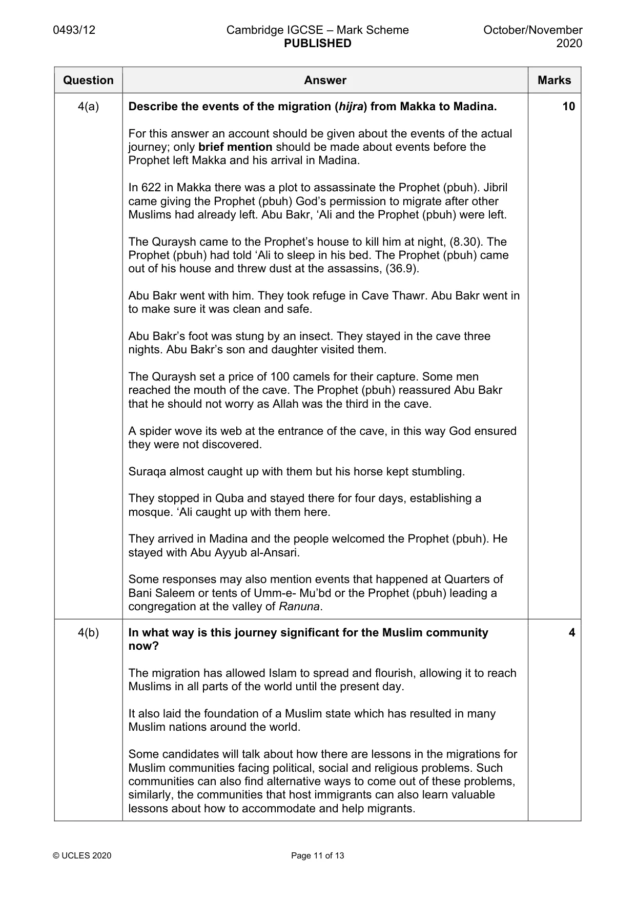 Mark scheme, page 11 of 13