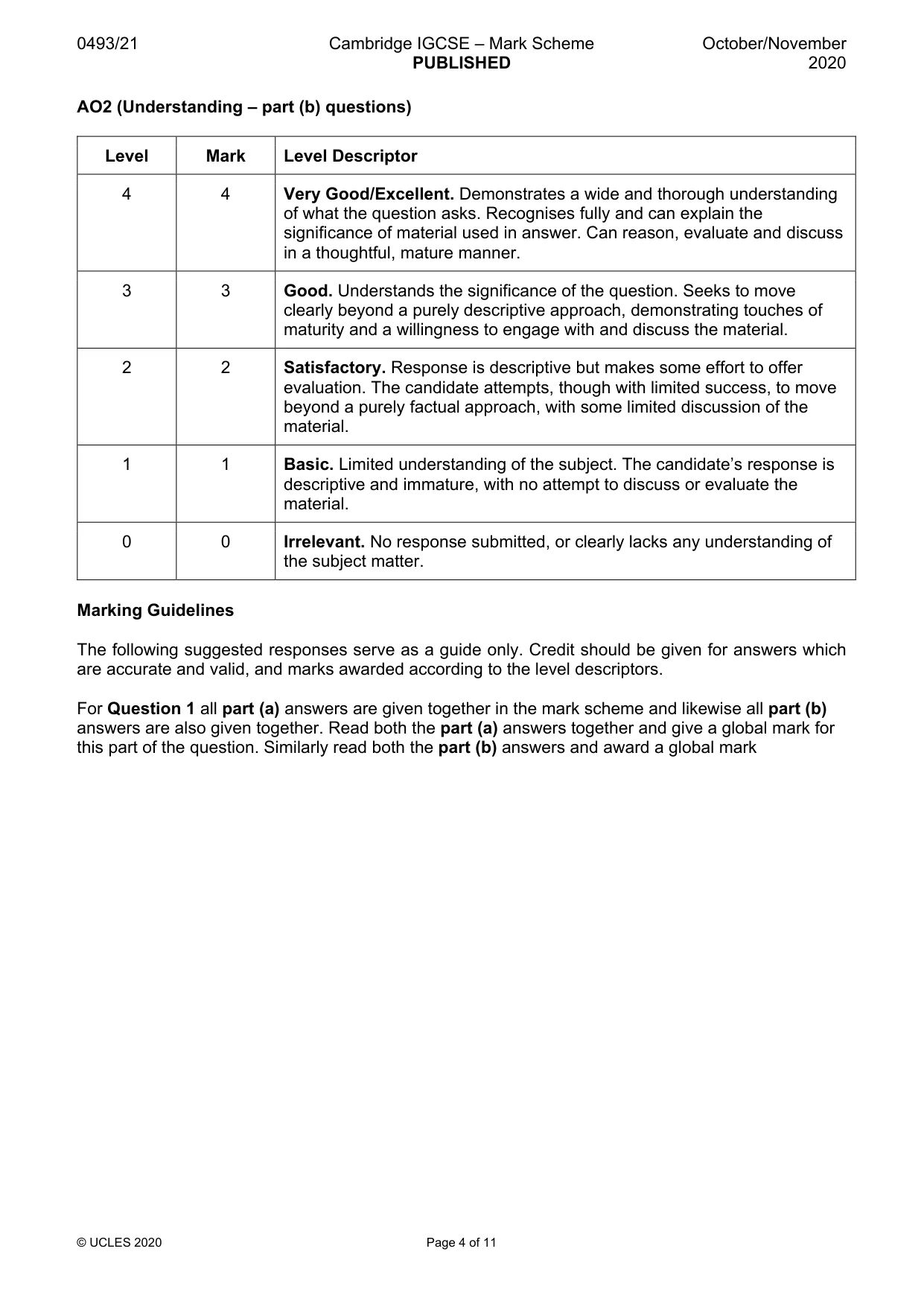 Mark scheme, page 4 of 11
