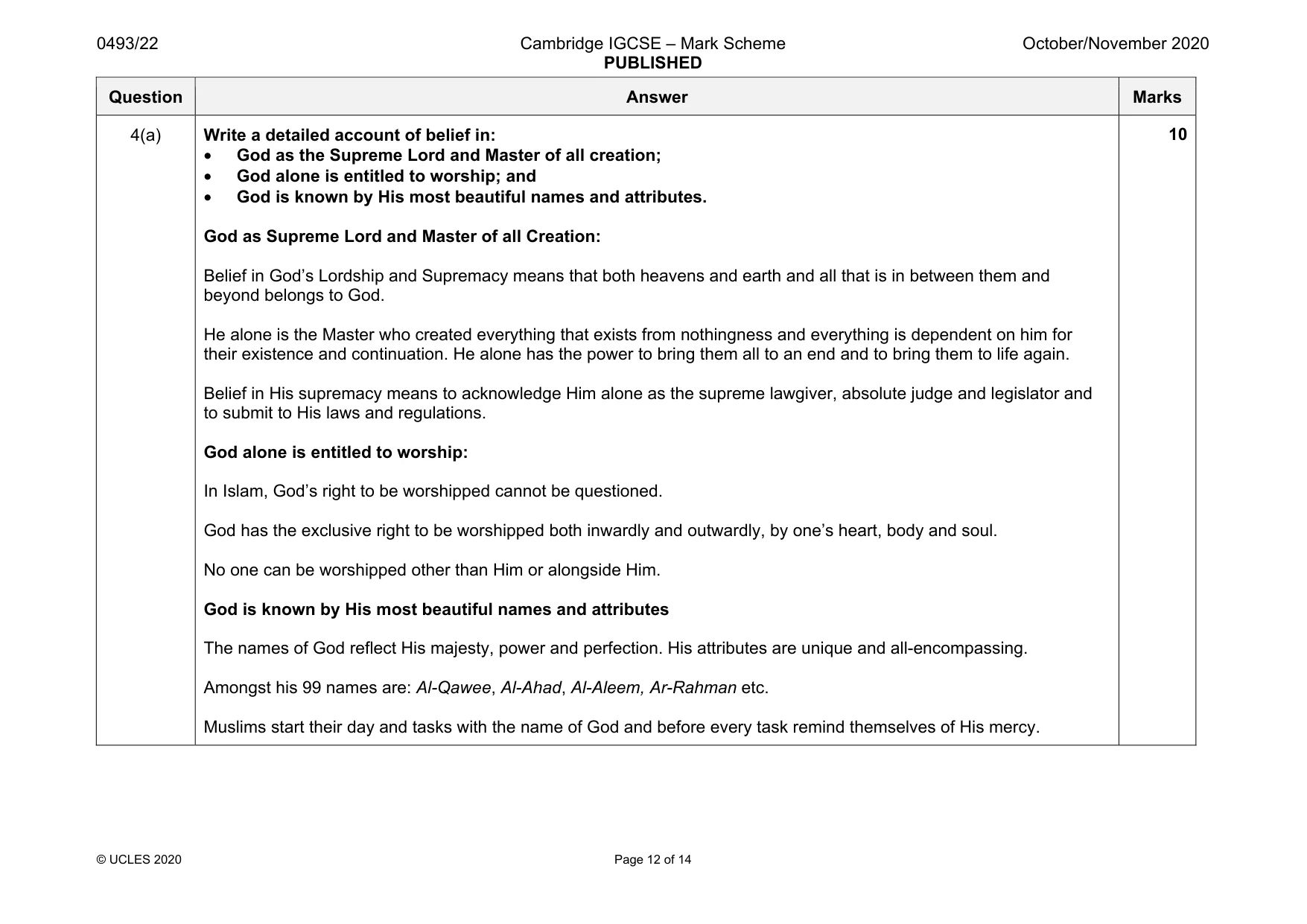 Mark scheme, page 12 of 14