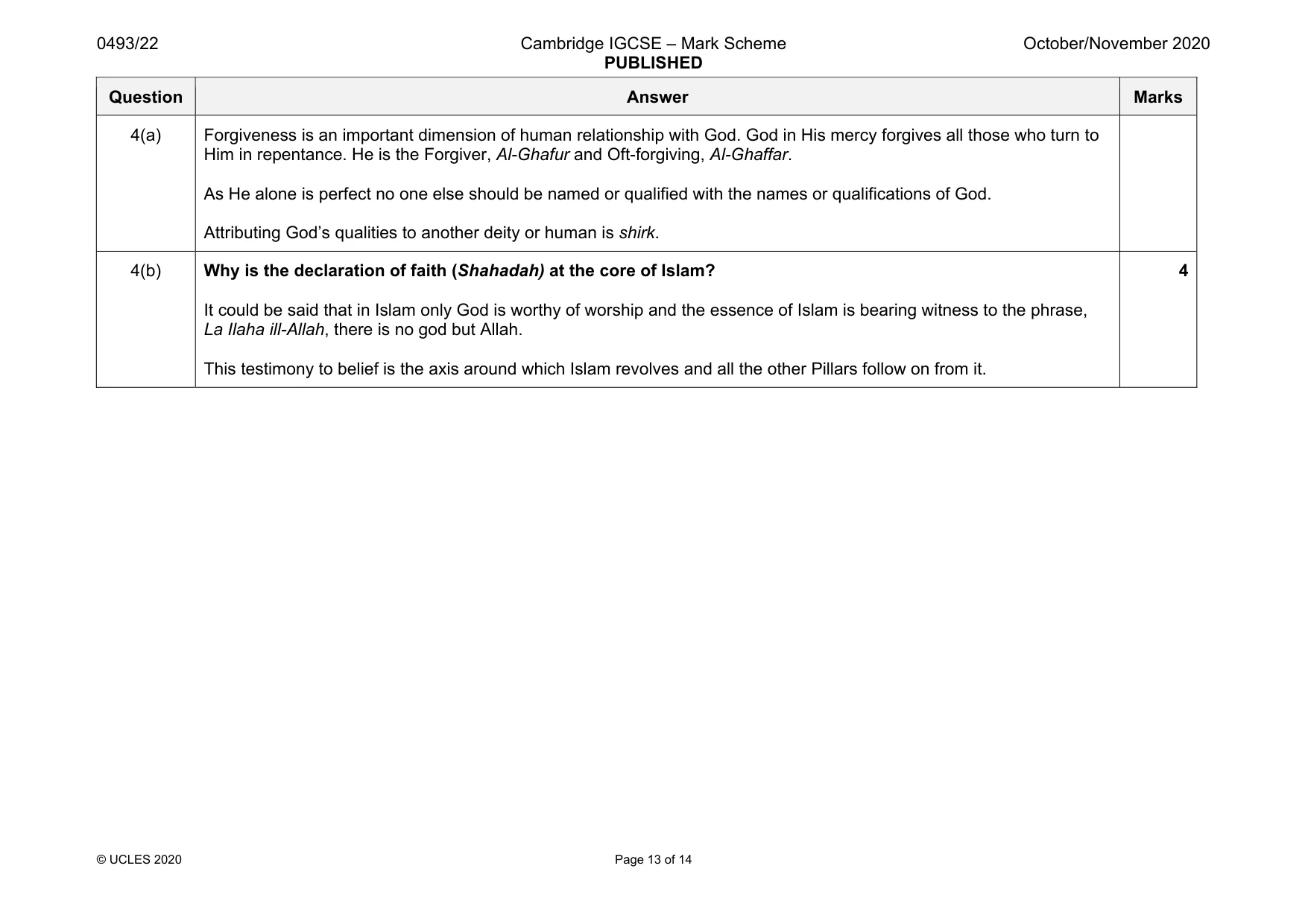 Mark scheme, page 13 of 14