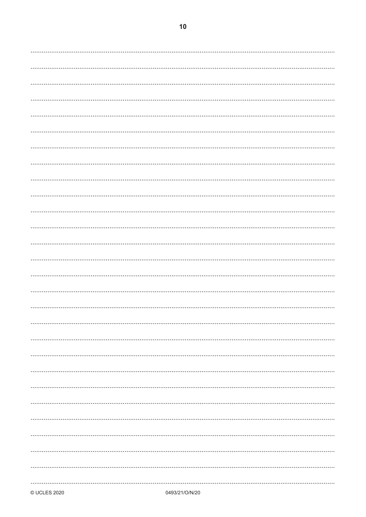Cambridge IGCSE Islamiyat 0493 2020 Oct/Nov Paper 2 · Variant 1 question paper, page 10 of 16
