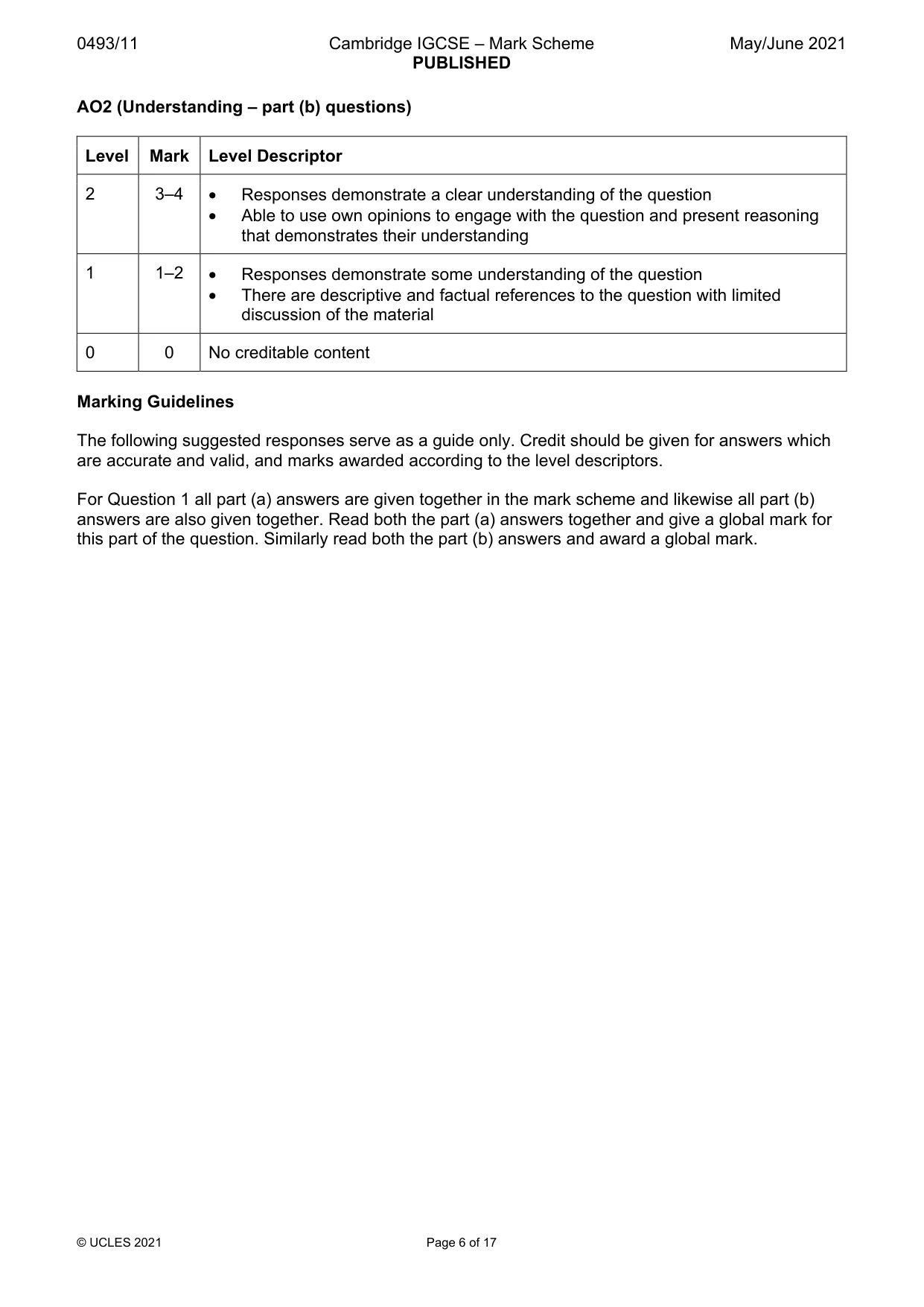 Mark scheme, page 6 of 17