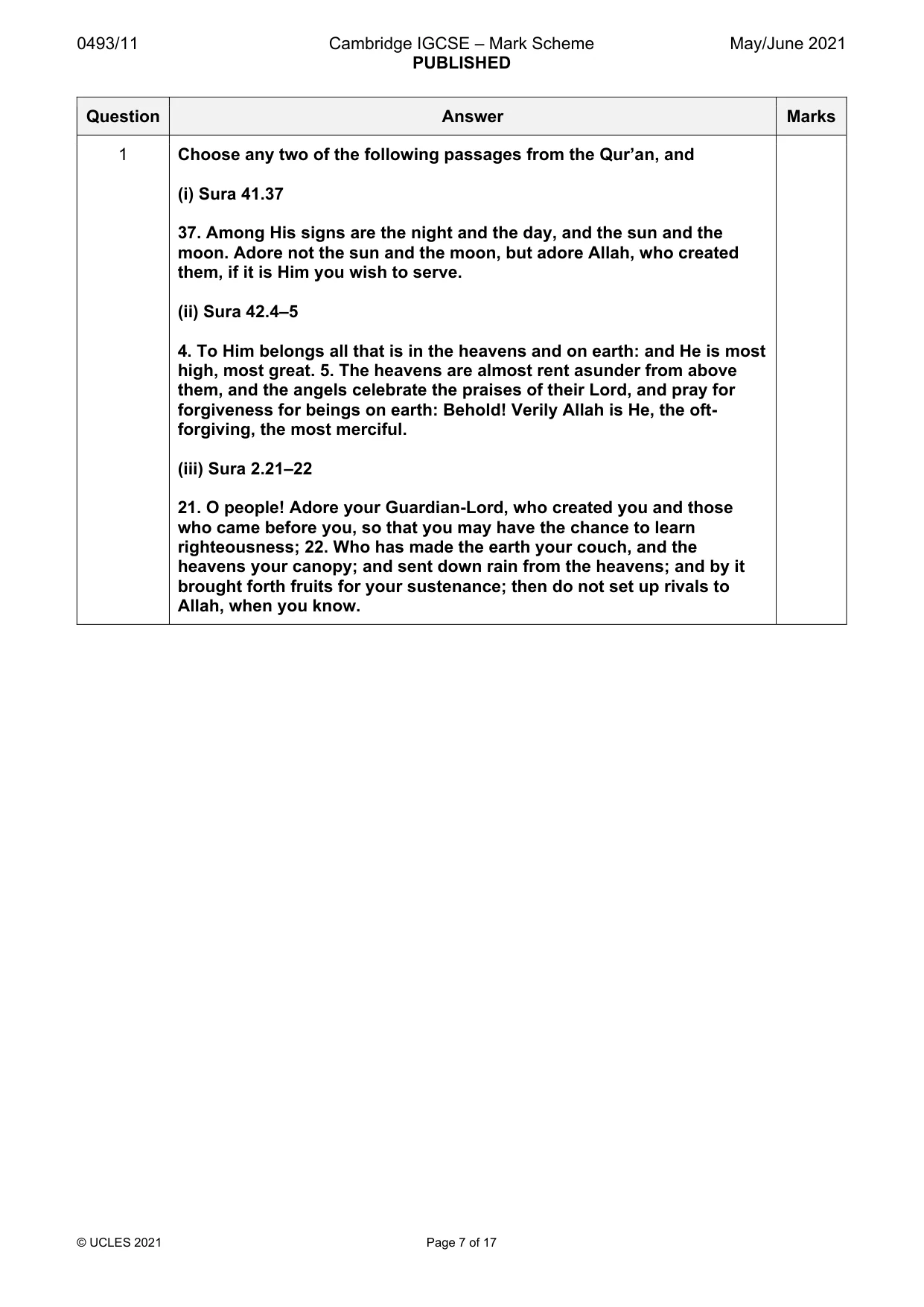 Mark scheme, page 7 of 17