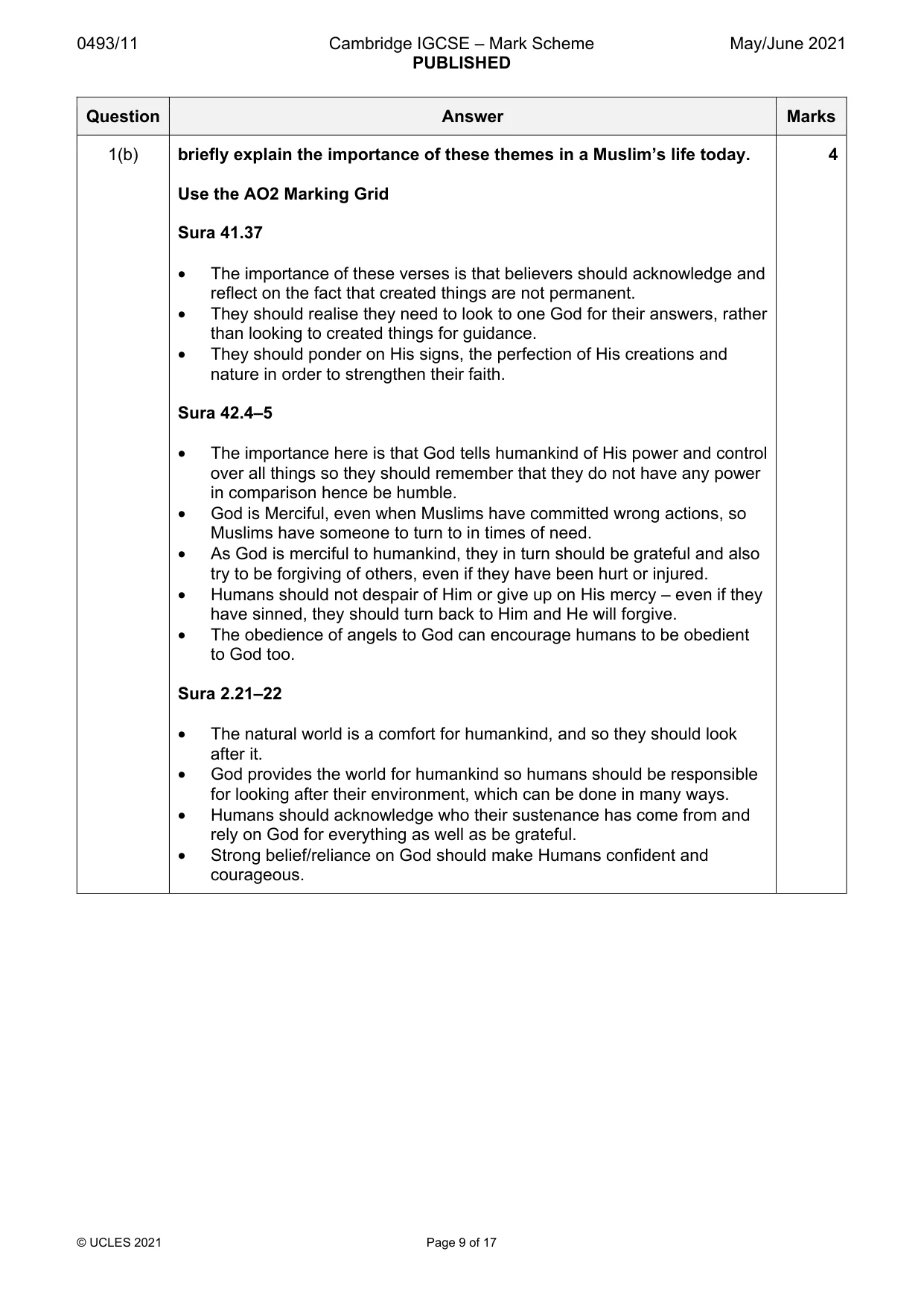 Mark scheme, page 9 of 17