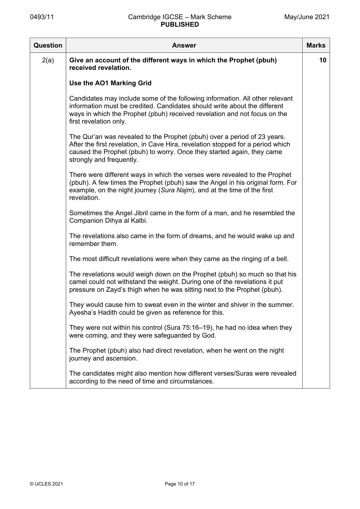 Mark scheme, page 10 of 17