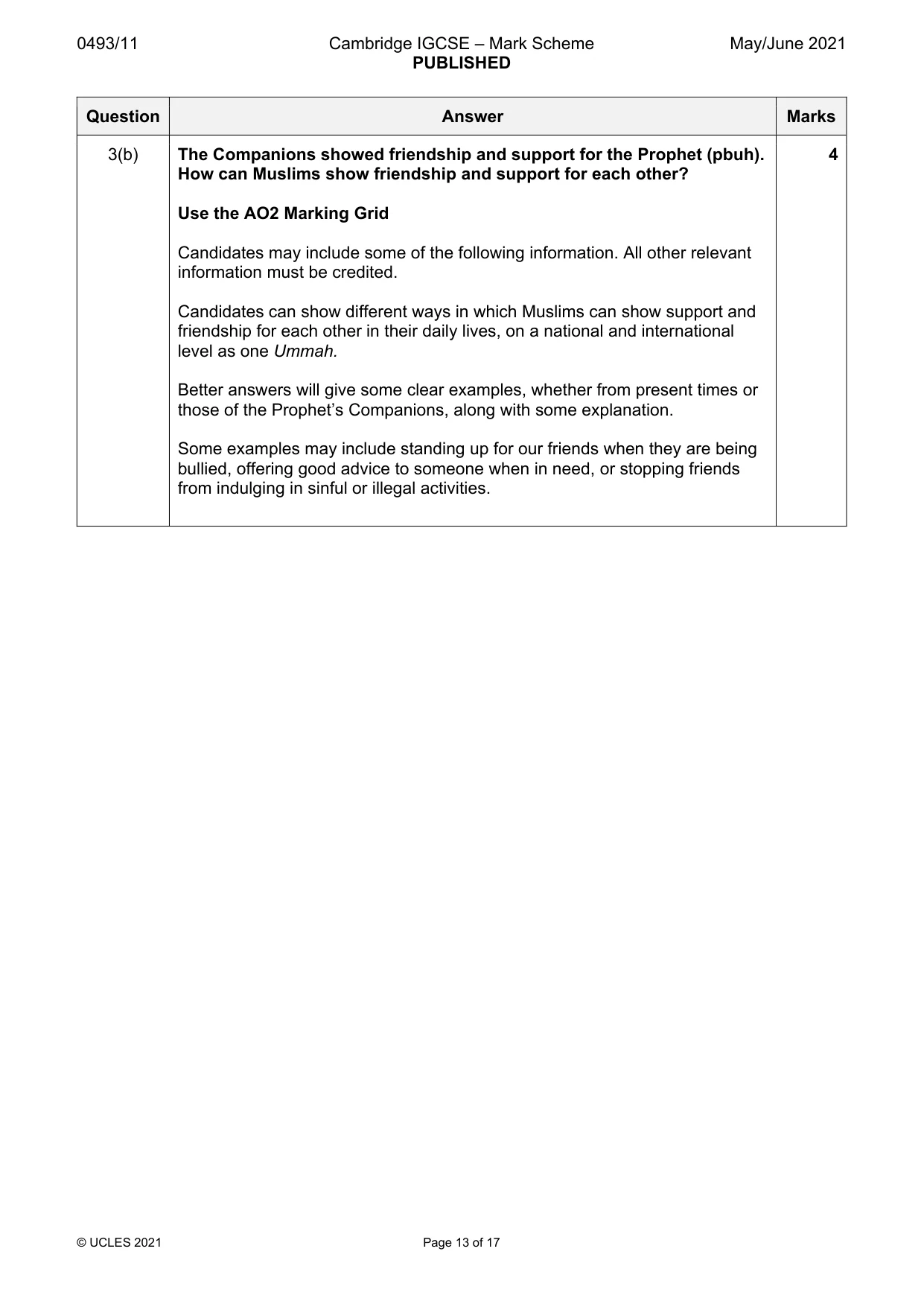 Mark scheme, page 13 of 17