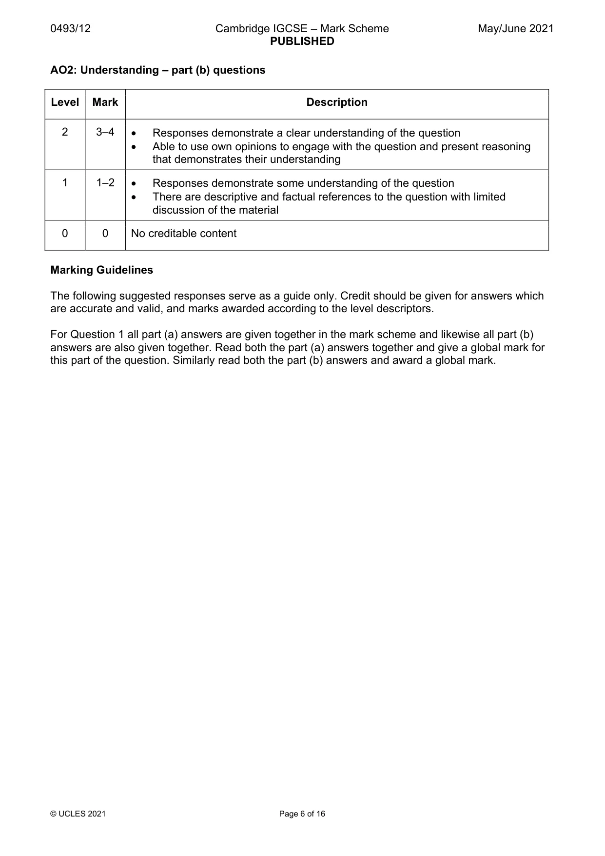 Mark scheme, page 6 of 16