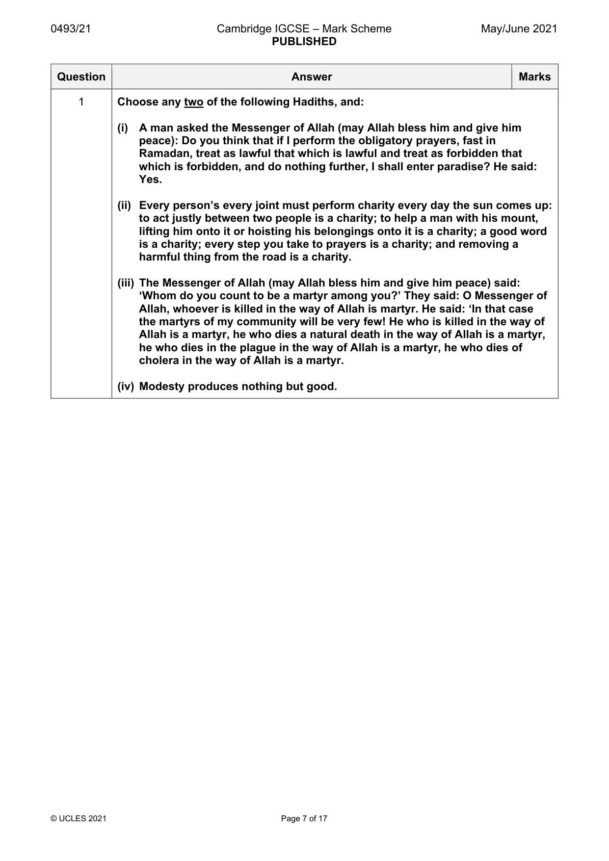 Mark scheme, page 7 of 17